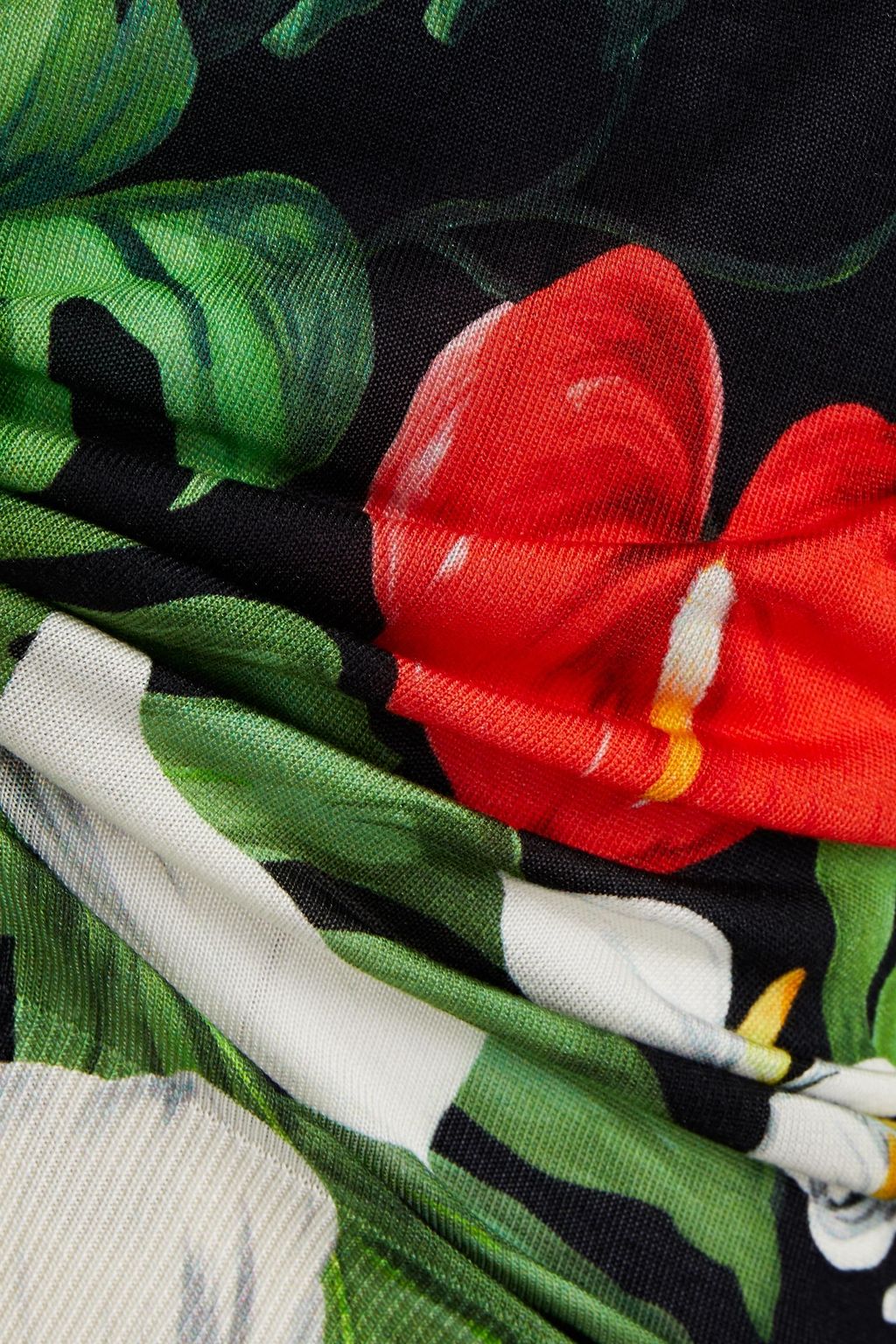 DOLCE&GABBANA Floral-print silk-jersey polo shirt
