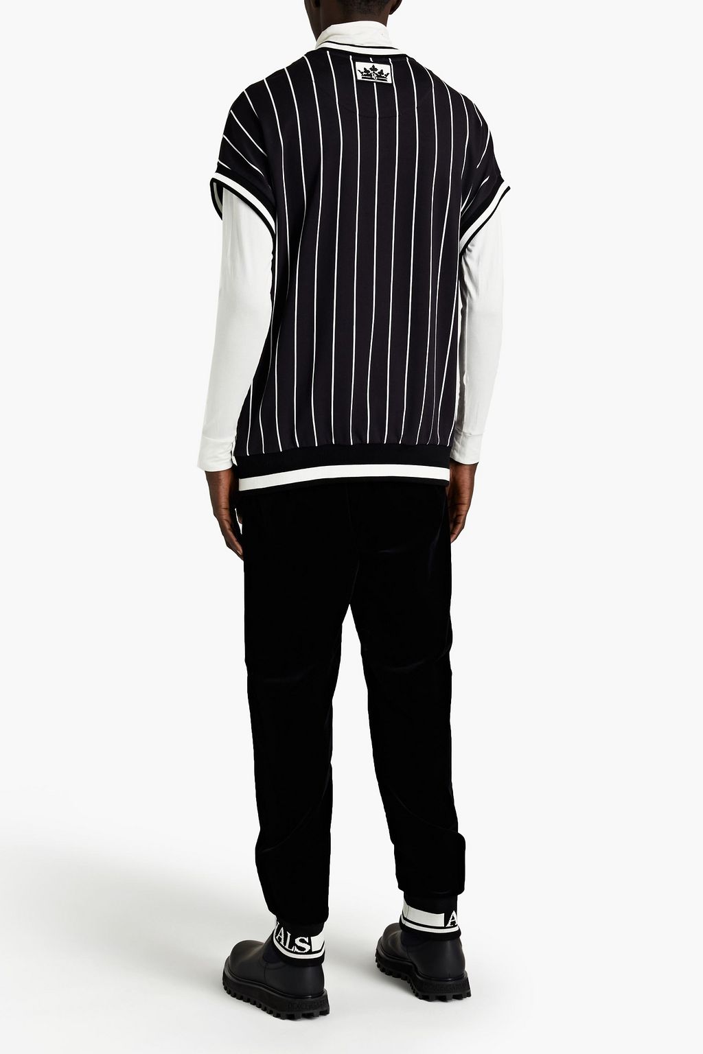 DOLCE&GABBANA Appliquéd striped French cotton-terry sweatshirt