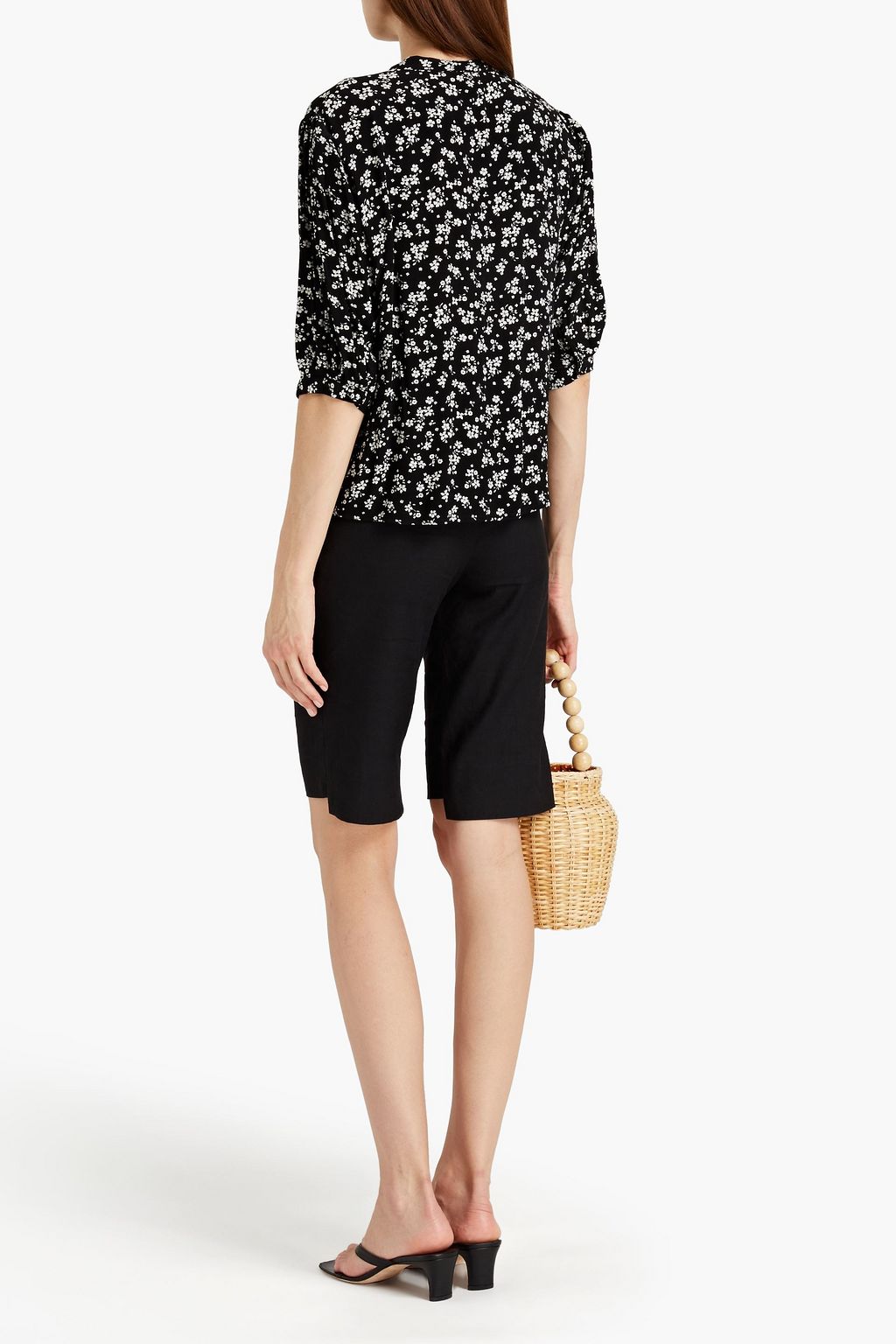 GHOST LONDON Scarlett pussy-bow floral-print crepe de chine blouse