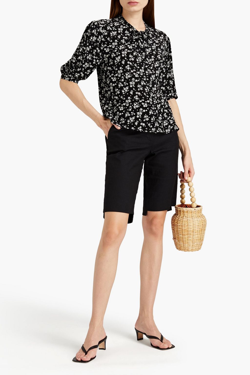 GHOST LONDON Scarlett pussy-bow floral-print crepe de chine blouse