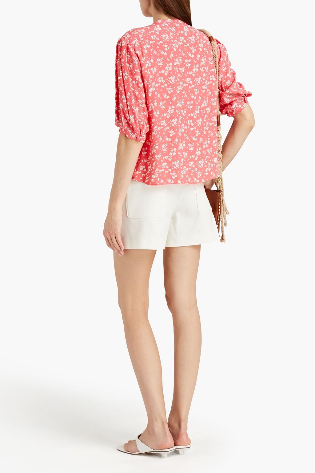 GHOST LONDON Scarlett pussy-bow floral-print crepe de chine blouse