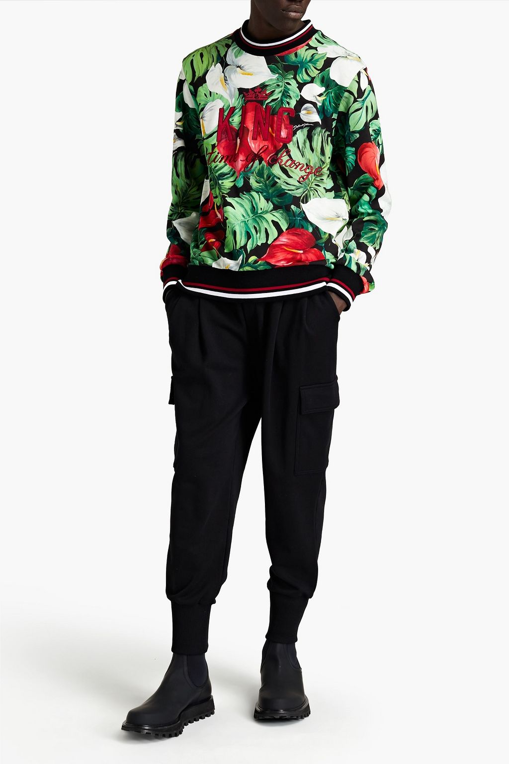 DOLCE&GABBANA Floral-print French cotton-terry sweatshirt