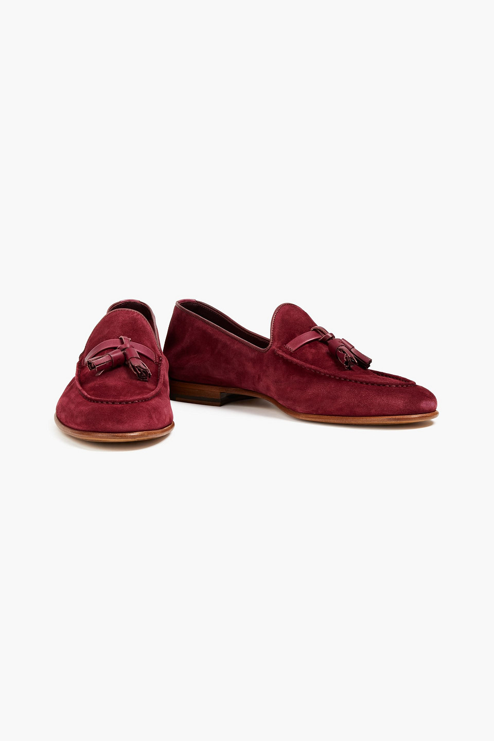 Malone Souliers Man Alberto Tasseled Suede Loafers In Red