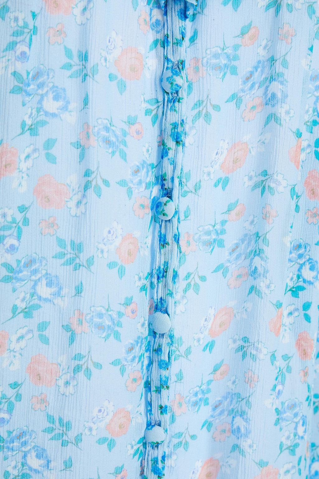 GHOST LONDON Camille ruffled georgette-paneled floral-print crepon blouse