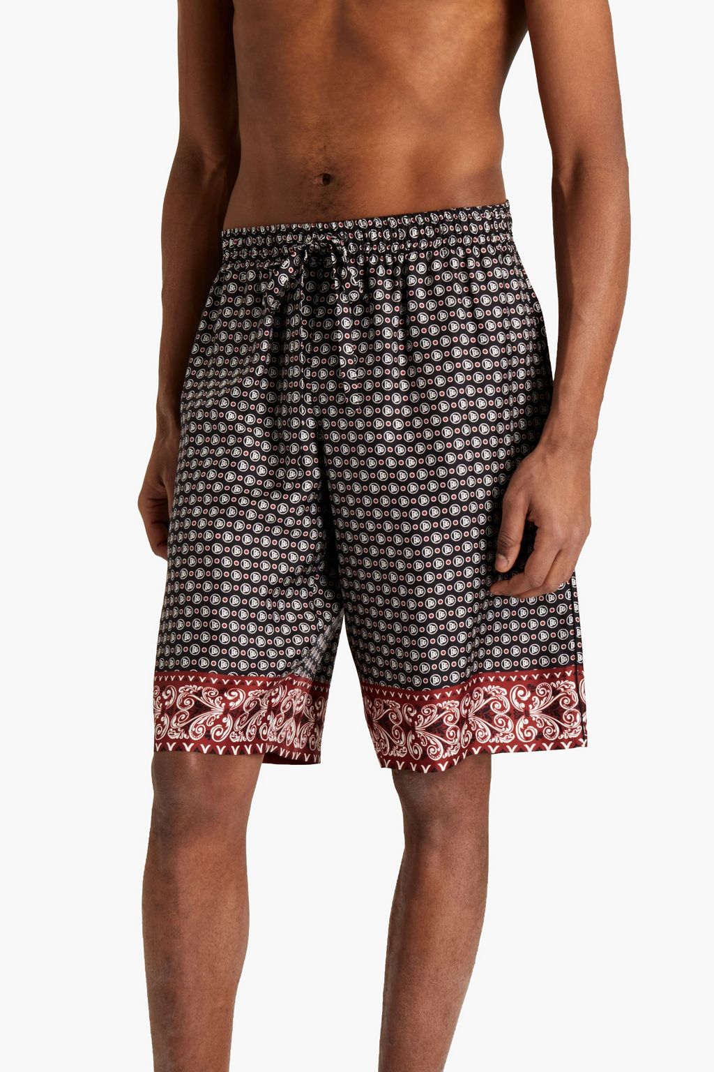 DOLCE&GABBANA Printed silk-twill pajama shorts
