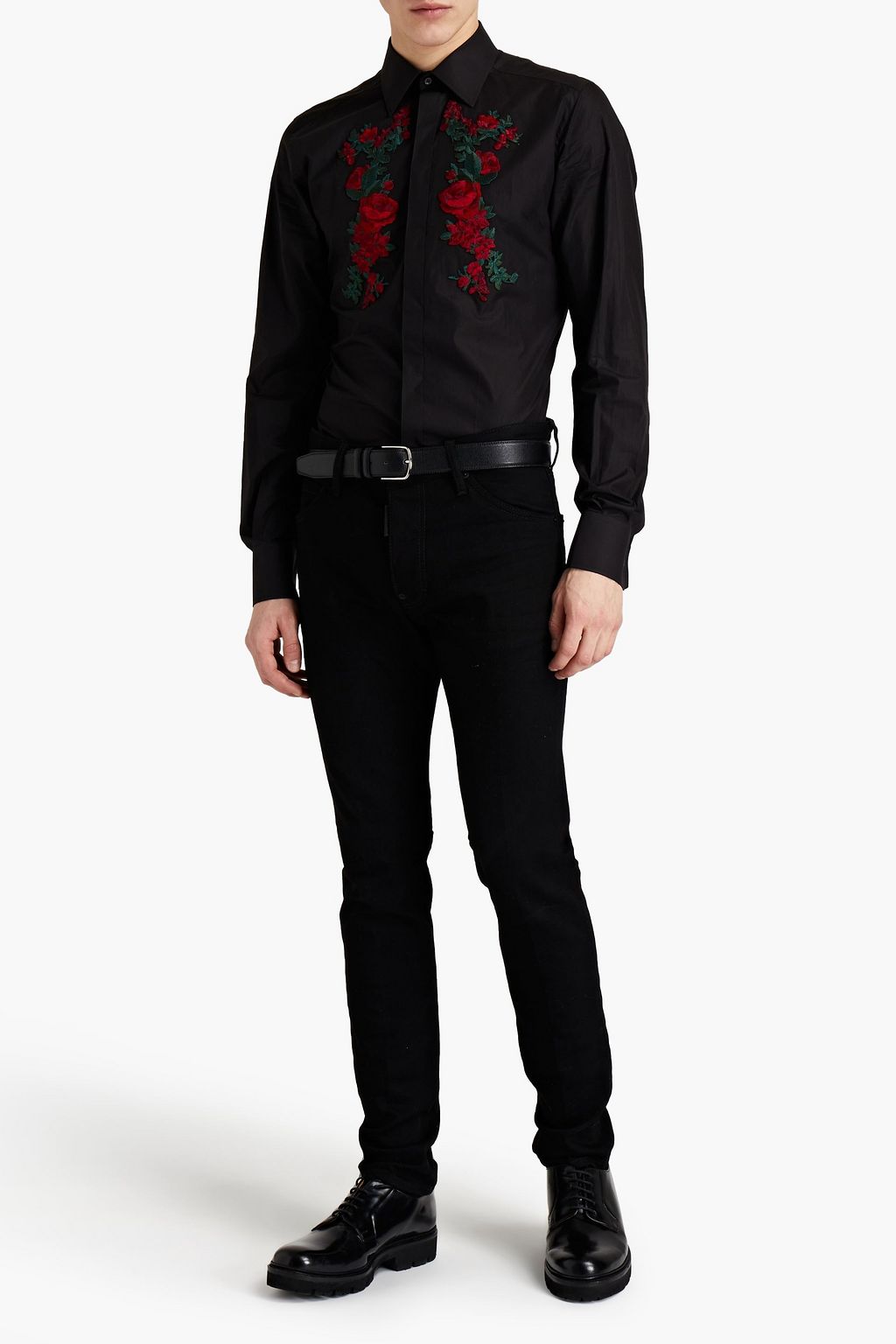 DOLCE & GABBANA Embroidered cotton-poplin shirt