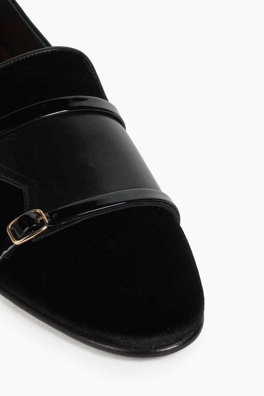 MALONE SOULIERS Julian buckled velvet and patent-leather loafers