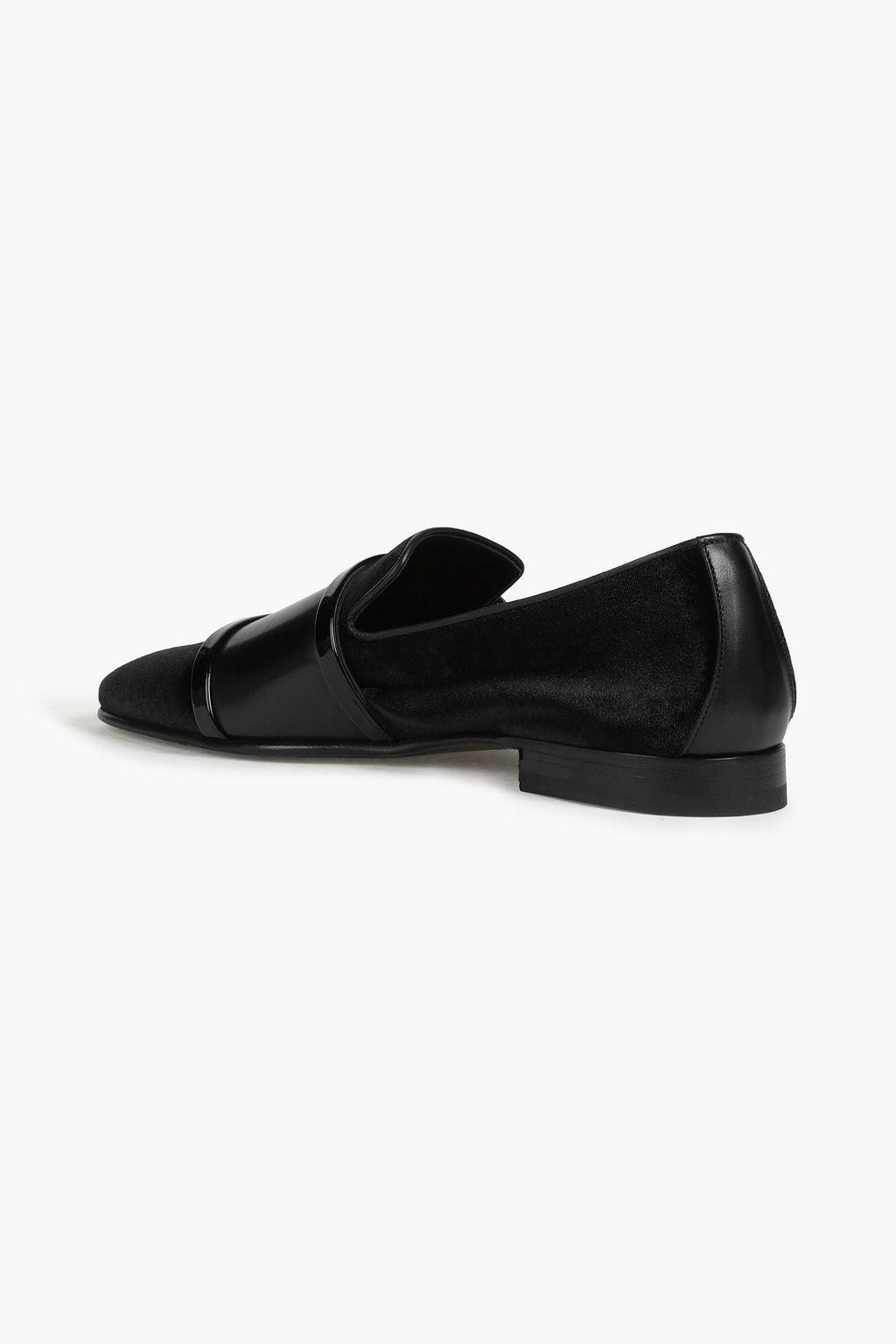 MALONE SOULIERS Julian buckled velvet and patent-leather loafers