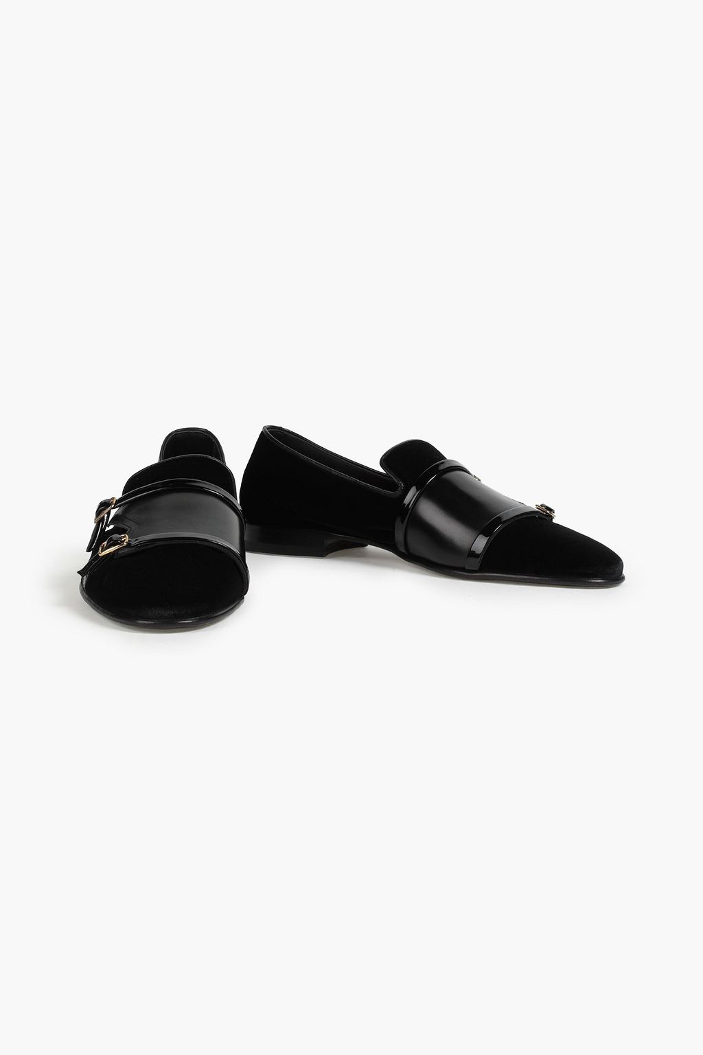 MALONE SOULIERS Julian buckled velvet and patent-leather loafers