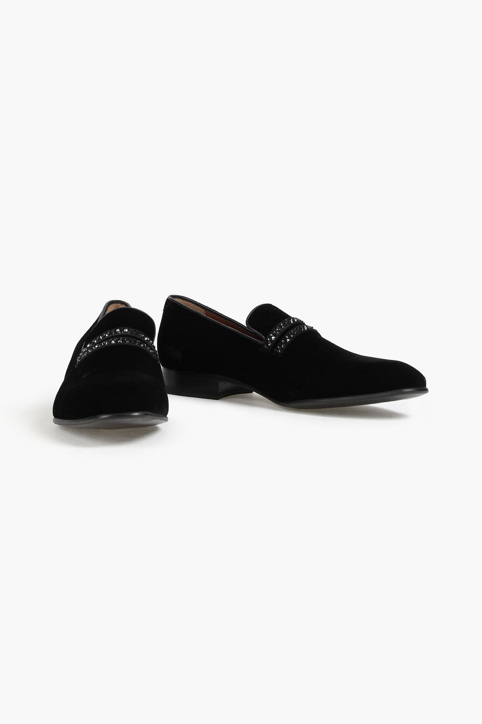 Malone Souliers Man Miles Crystal-embellished Velvet Loafers In Black