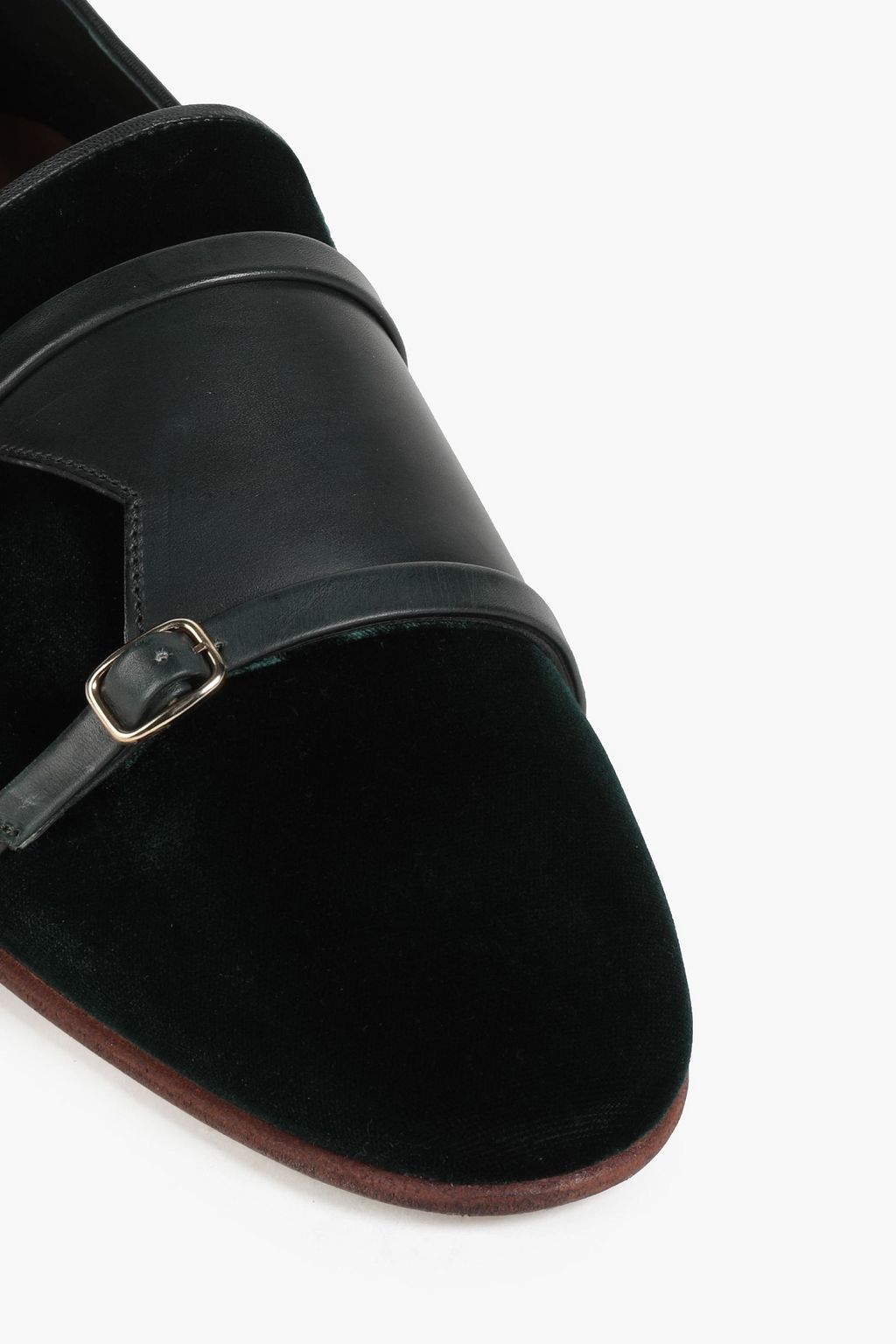 MALONE SOULIERS Julian buckled velvet and leather loafers