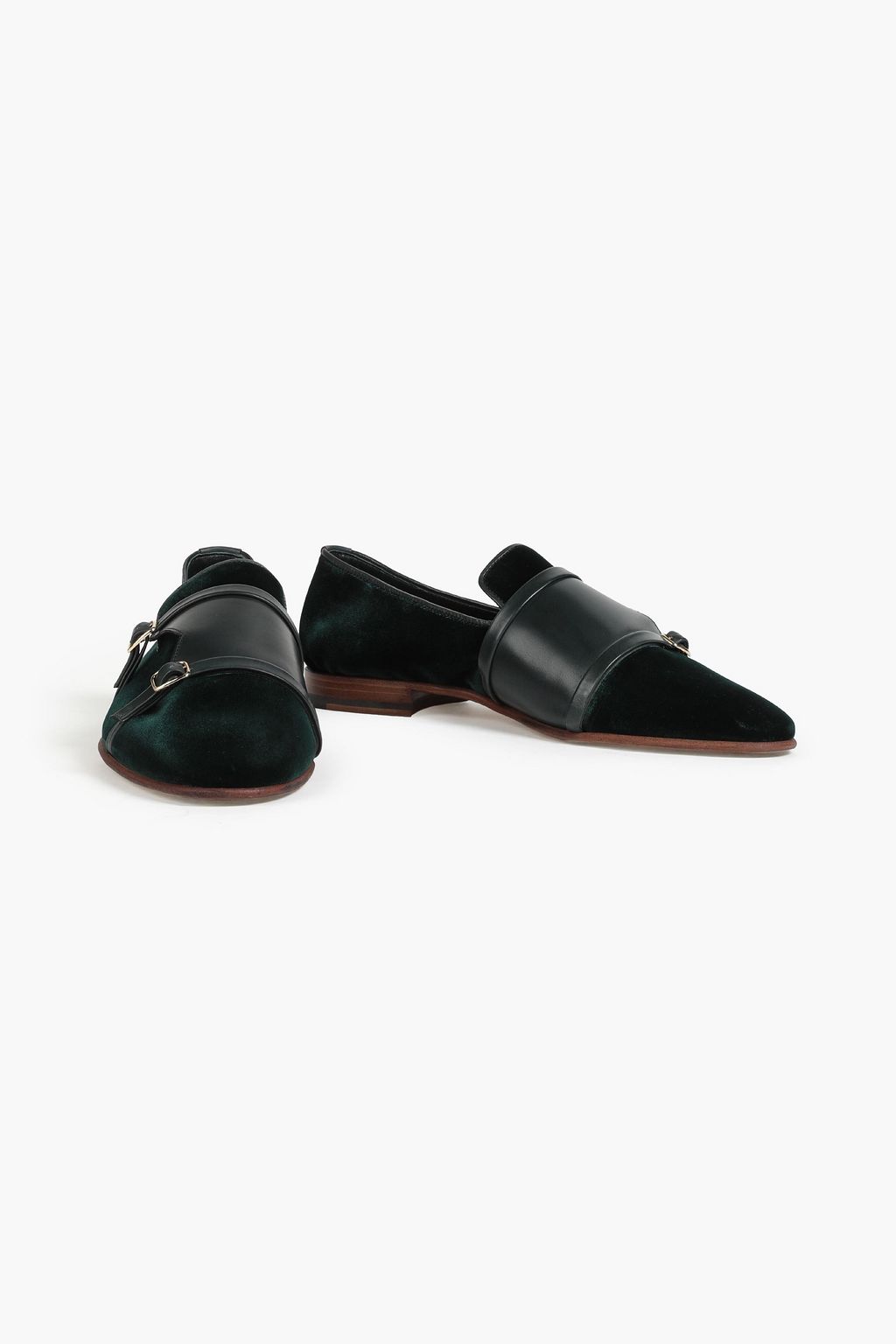 MALONE SOULIERS Julian buckled velvet and leather loafers