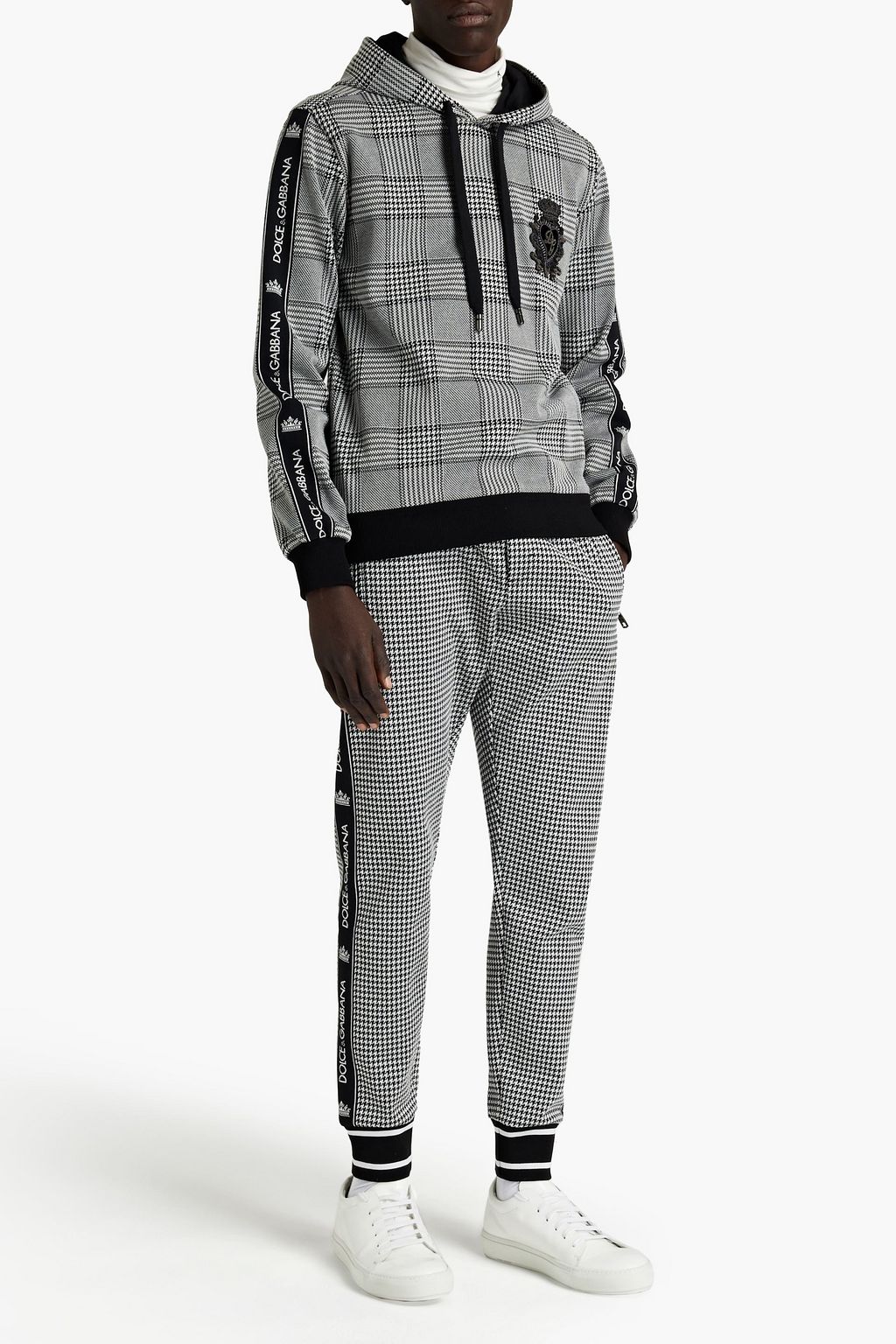 DOLCE&GABBANA Tapered houndstooth jacquard-knit pants