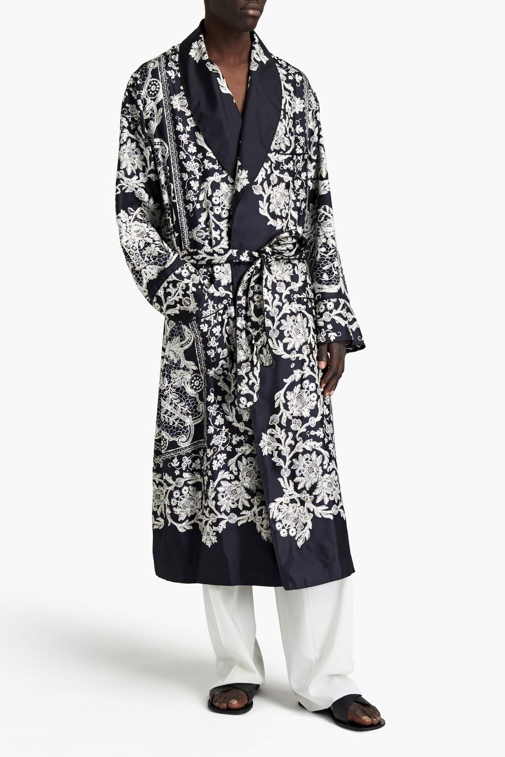 DOLCE&GABBANA Floral-print silk-twill robe