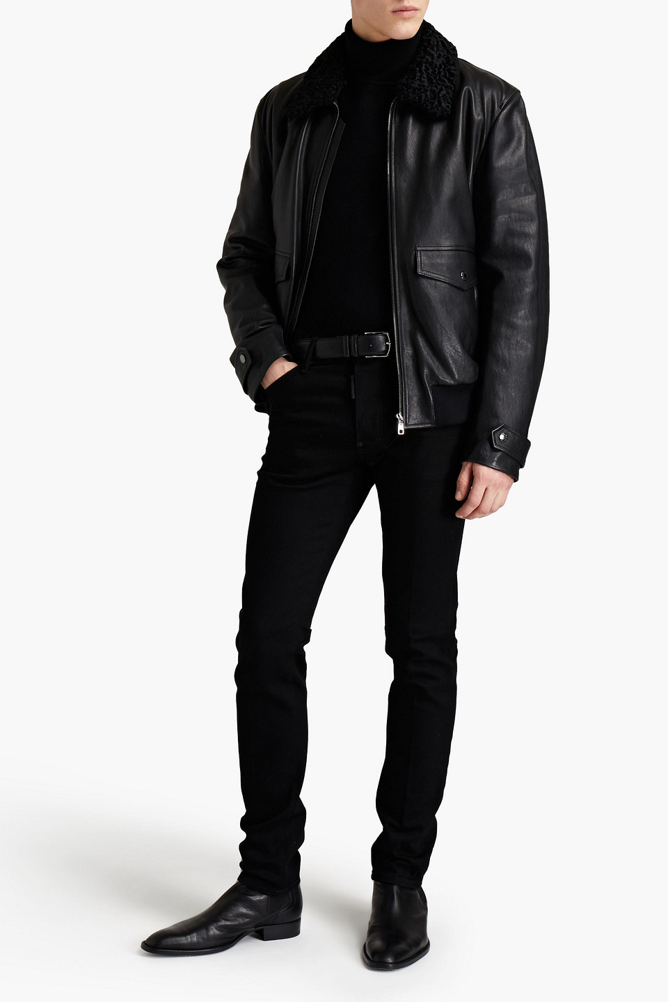 Dolce & Gabbana Shearling-trimmed Leather Jacket