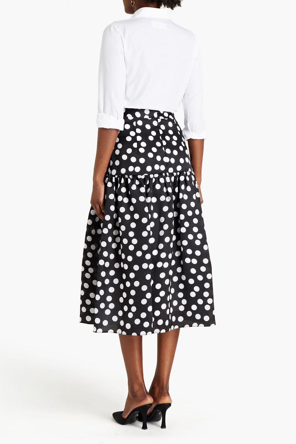 CAROLINA HERRERA Gathered polka-dot silk-organza midi skirt