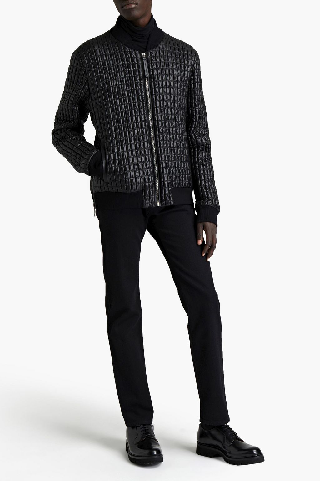DOLCE & GABBANA Leather-trimmed quilted shell jacket