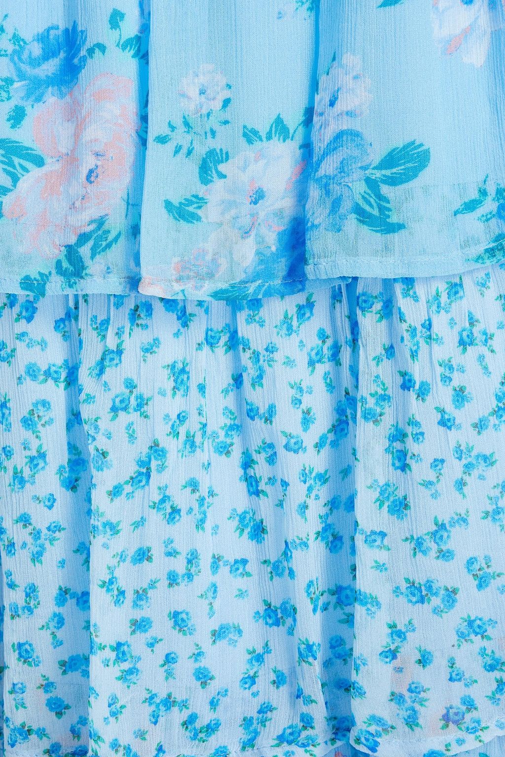 GHOST LONDON Thea tiered floral-print crepon midi skirt