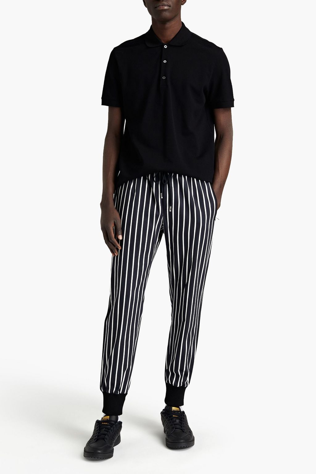 DOLCE & GABBANA Tapered striped stretch-cotton twill sweatpants