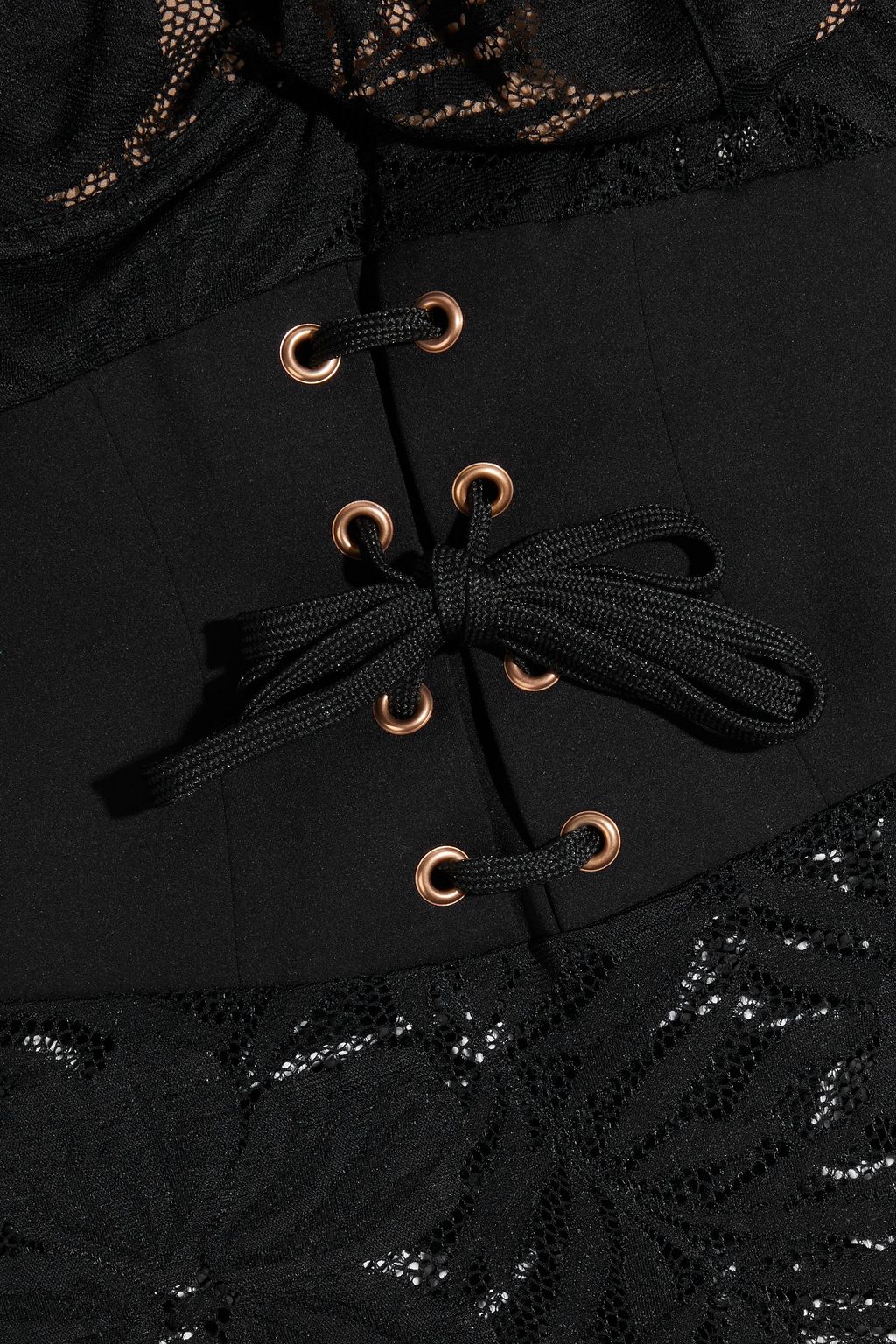 AGENT PROVOCATEUR Audrey lace-up jersey-paneled Leavers lace bodysuit