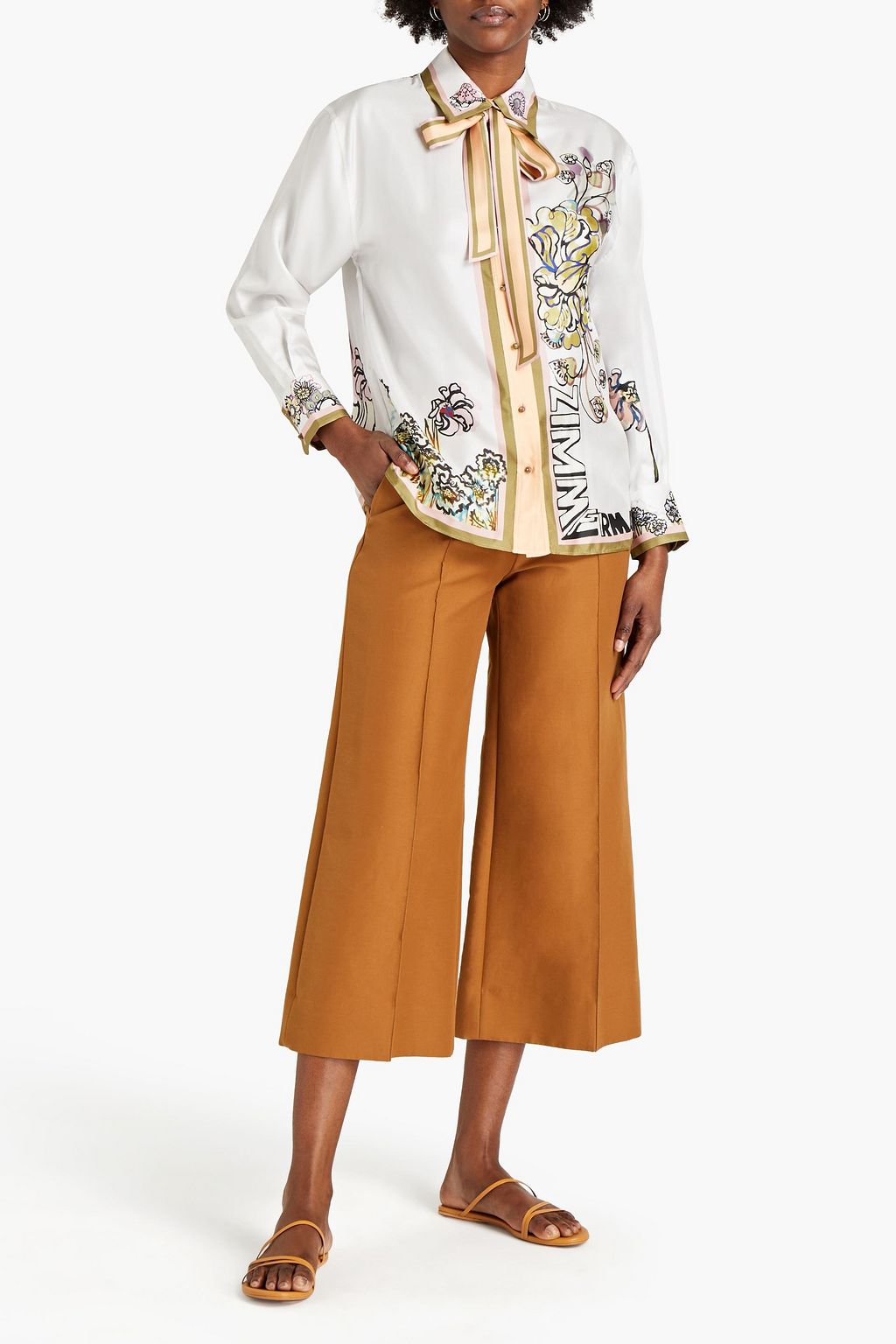 ZIMMERMANN Botanica pussy-bow floral-print silk-twill shirt