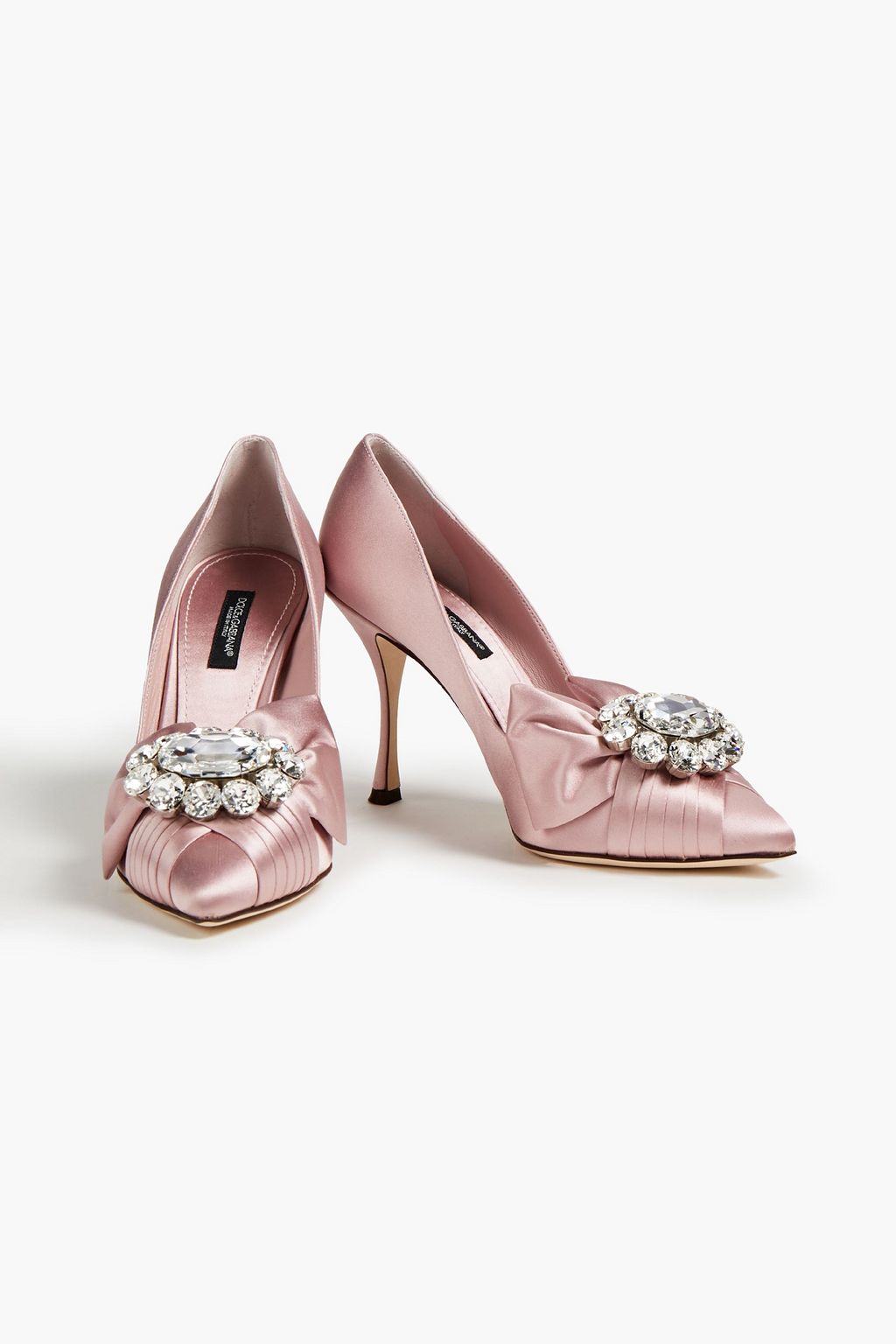 DOLCE&GABBANA Crystal-embellished satin pumps