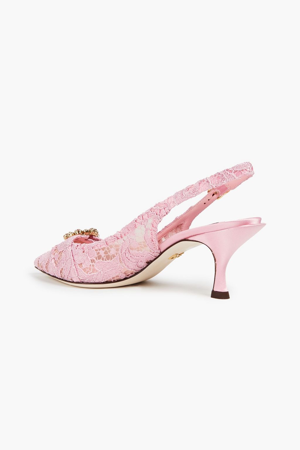 DOLCE&GABBANA Slingback-Pumps aus schnurgebundener Spitze und Satin mit Verzierung