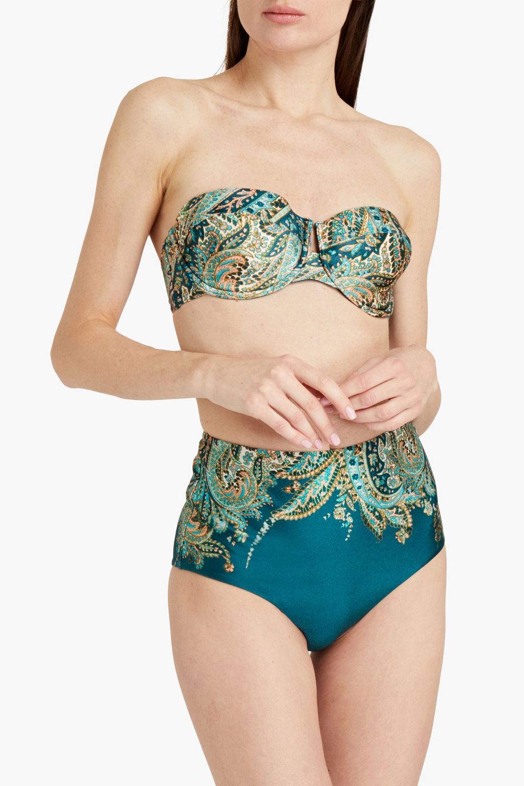 ZIMMERMANN Printed bandeau bikini top