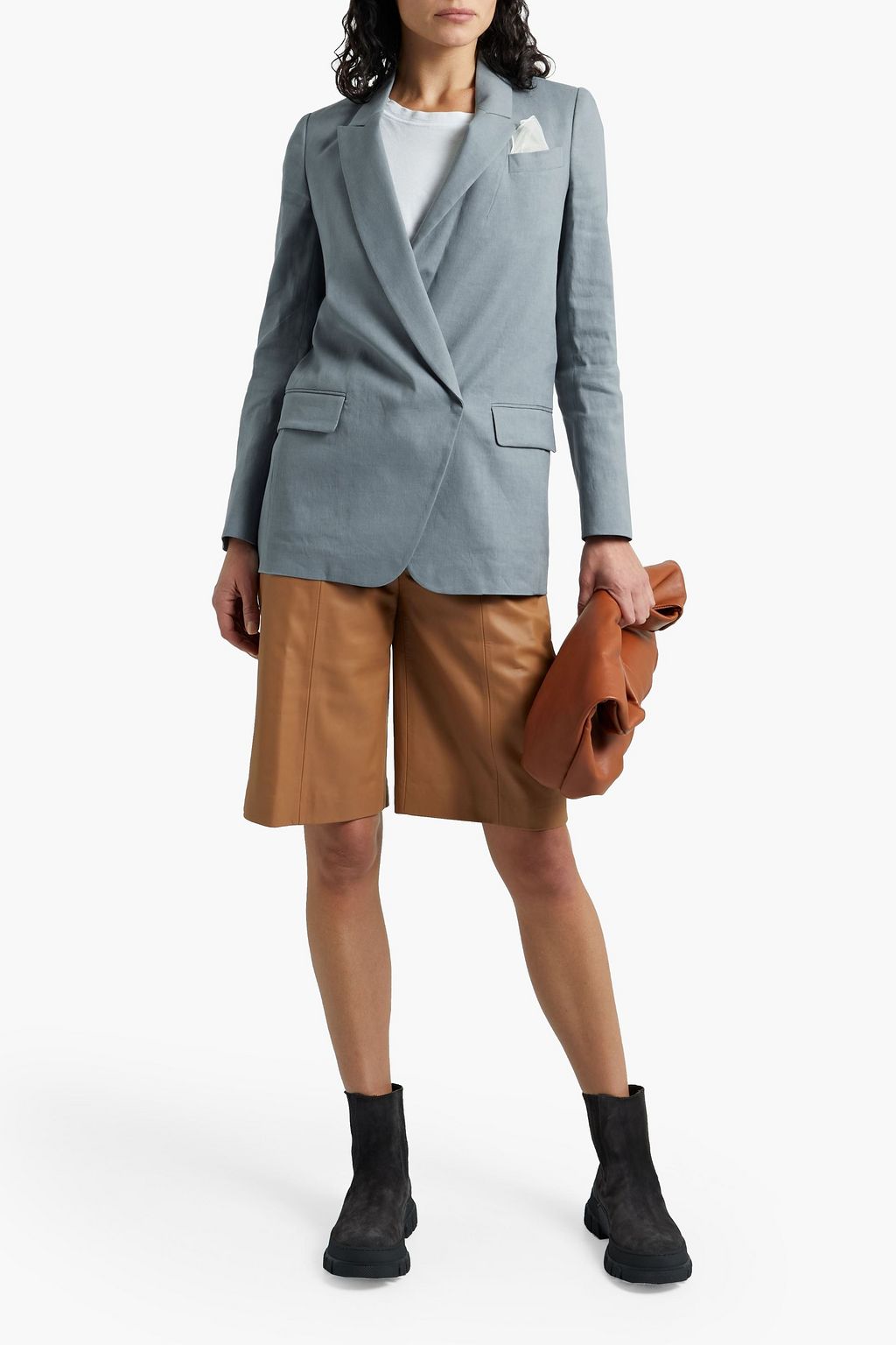 BRUNELLO CUCINELLI Bead-embellished linen-blend blazer