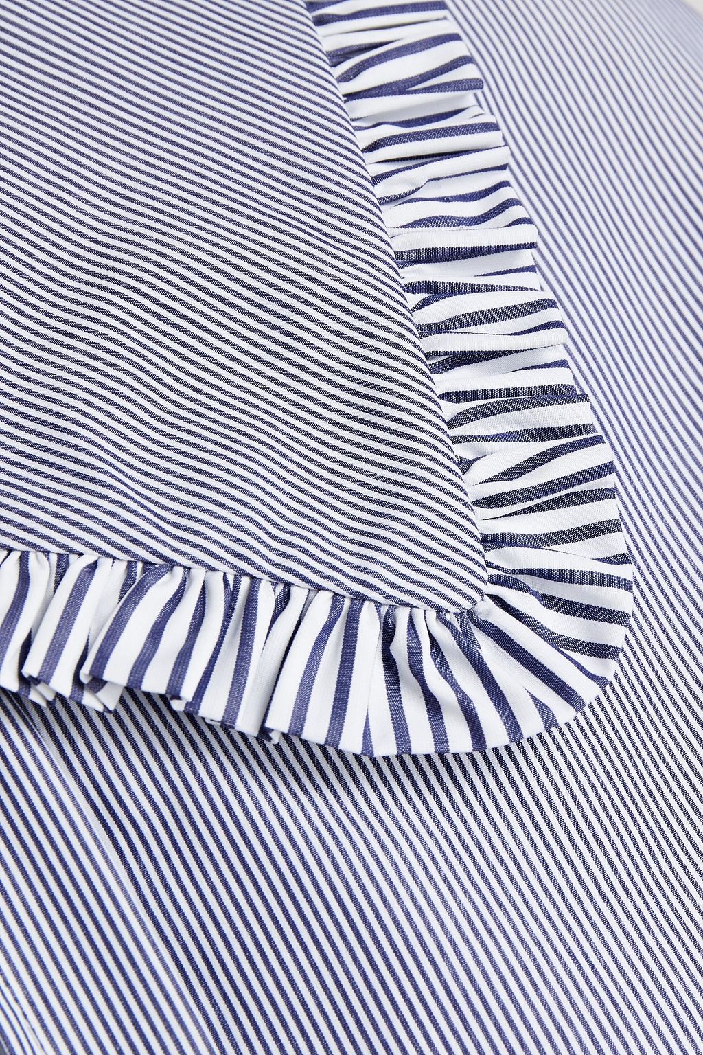 MAJE Ruffled striped cotton-poplin shirt