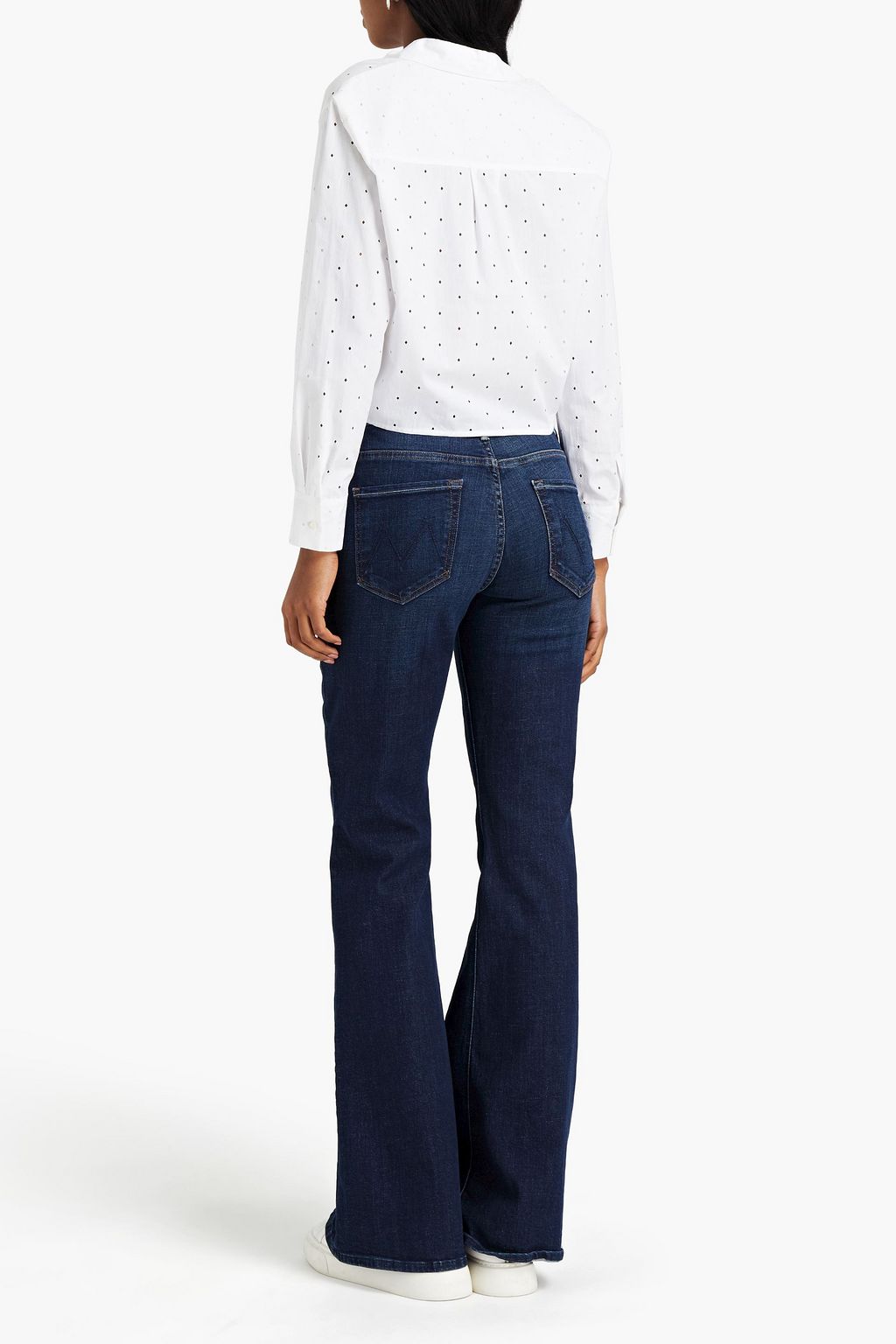MAJE Lattice-trimmed knotted cotton-poplin top