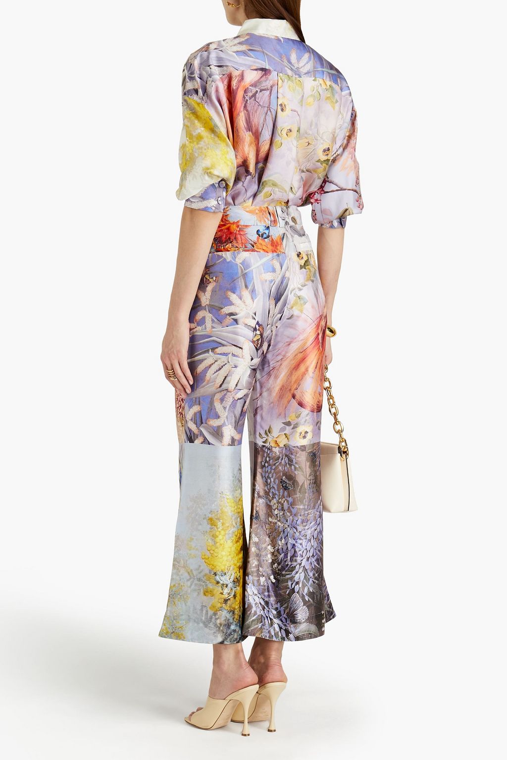 ZIMMERMANN Floral-print silk-satin flared pants