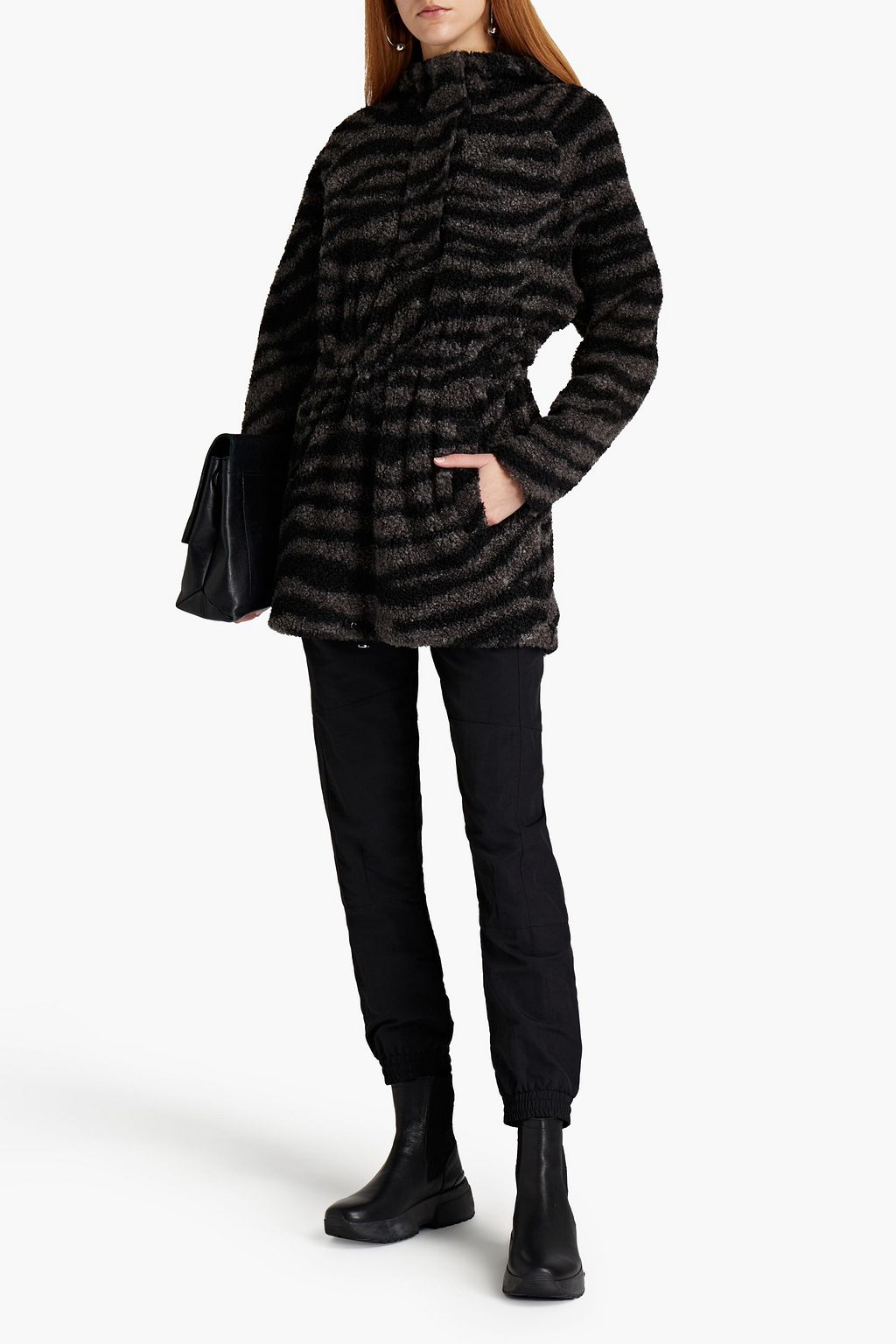 VARLEY Whitfield zebra-print fleece hoodie