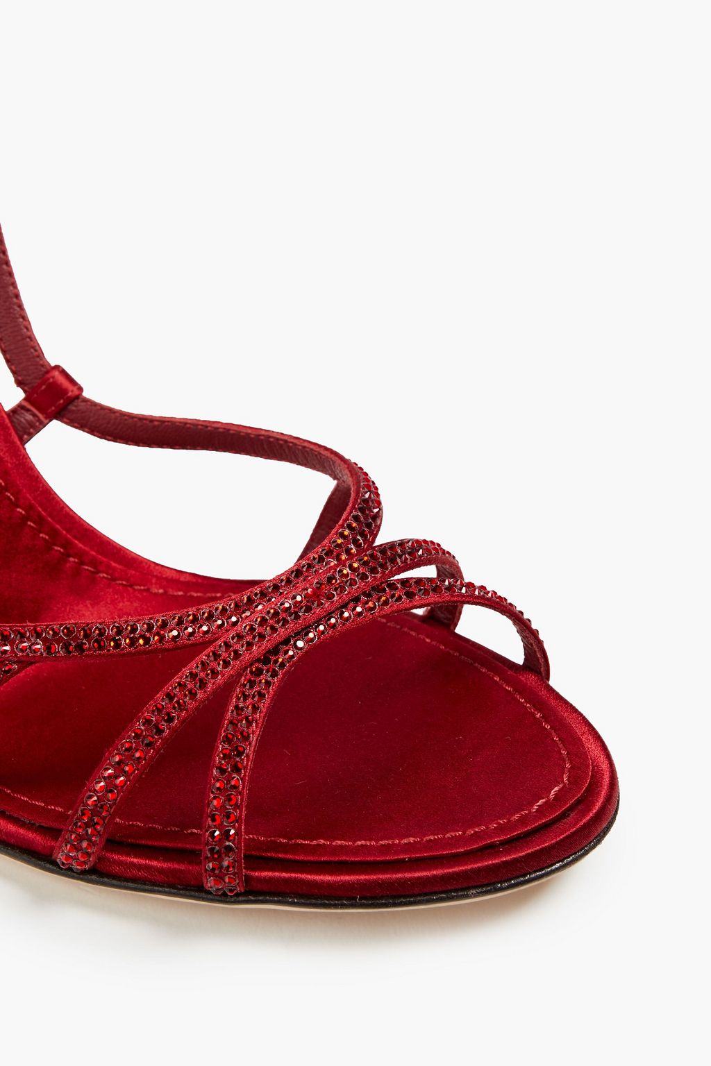 DOLCE&GABBANA Cutout crystal-embellished leather sandals
