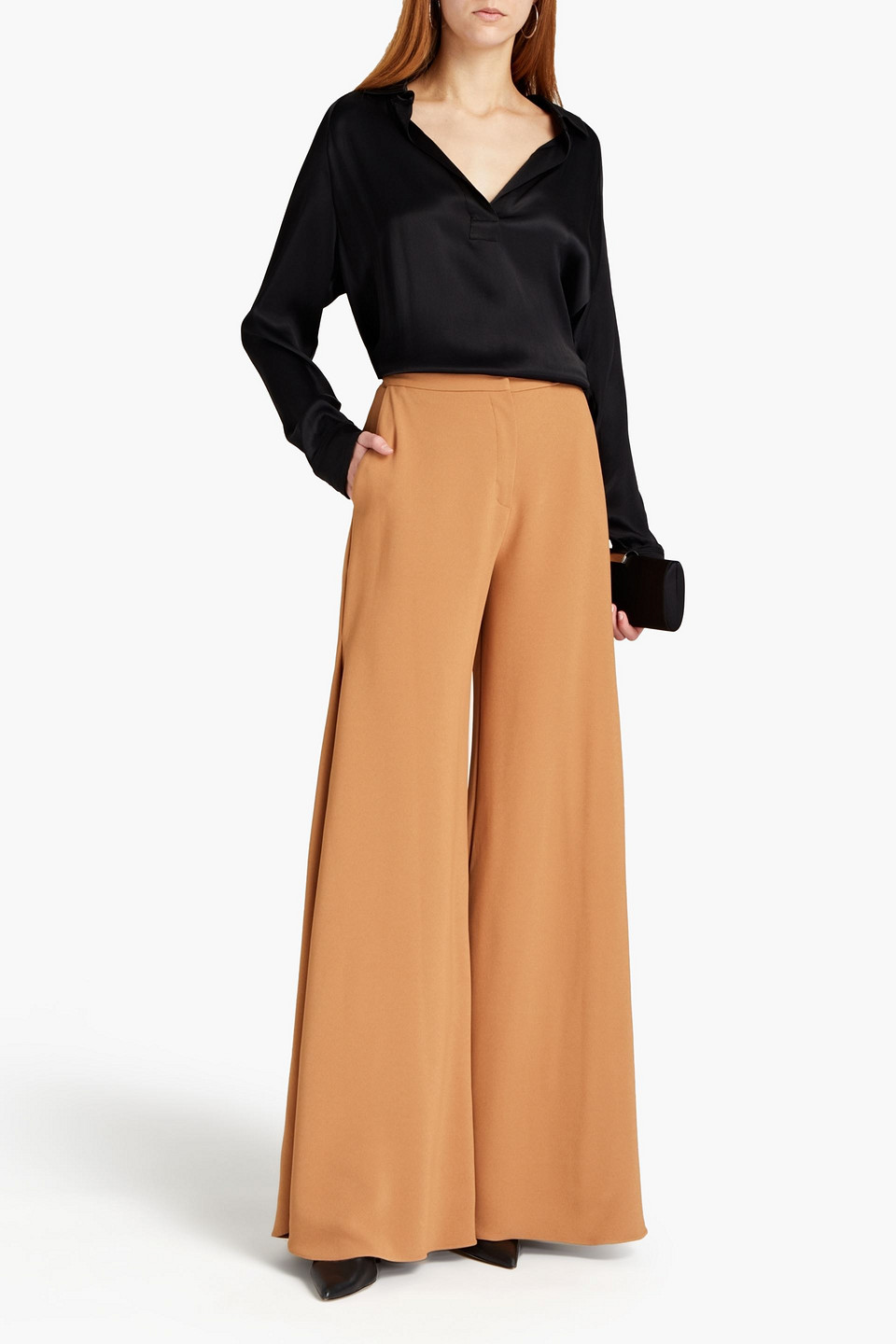 Elie Saab Crepe Wide-leg Trousers In Brown