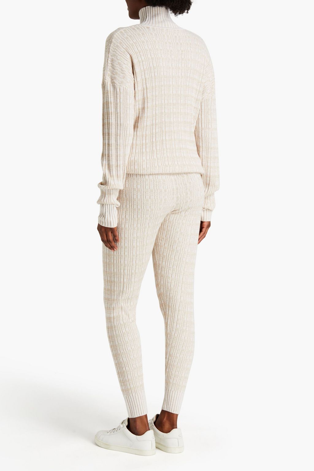 VARLEY Georgina striped ribbed-knit turtleneck sweater