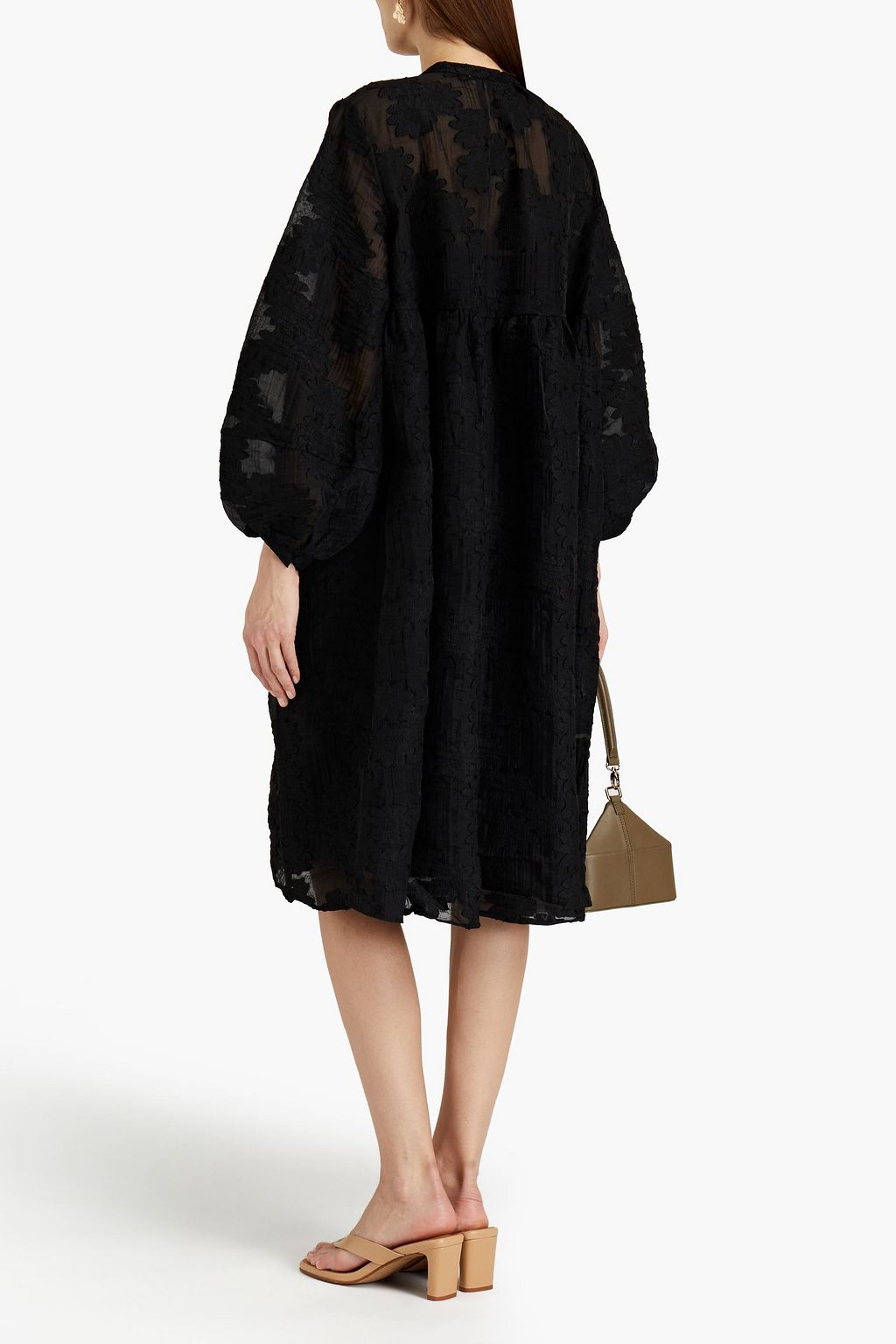 SAMSØE Φ SAMSØE Mynthe gathered devoré-organza midi dress