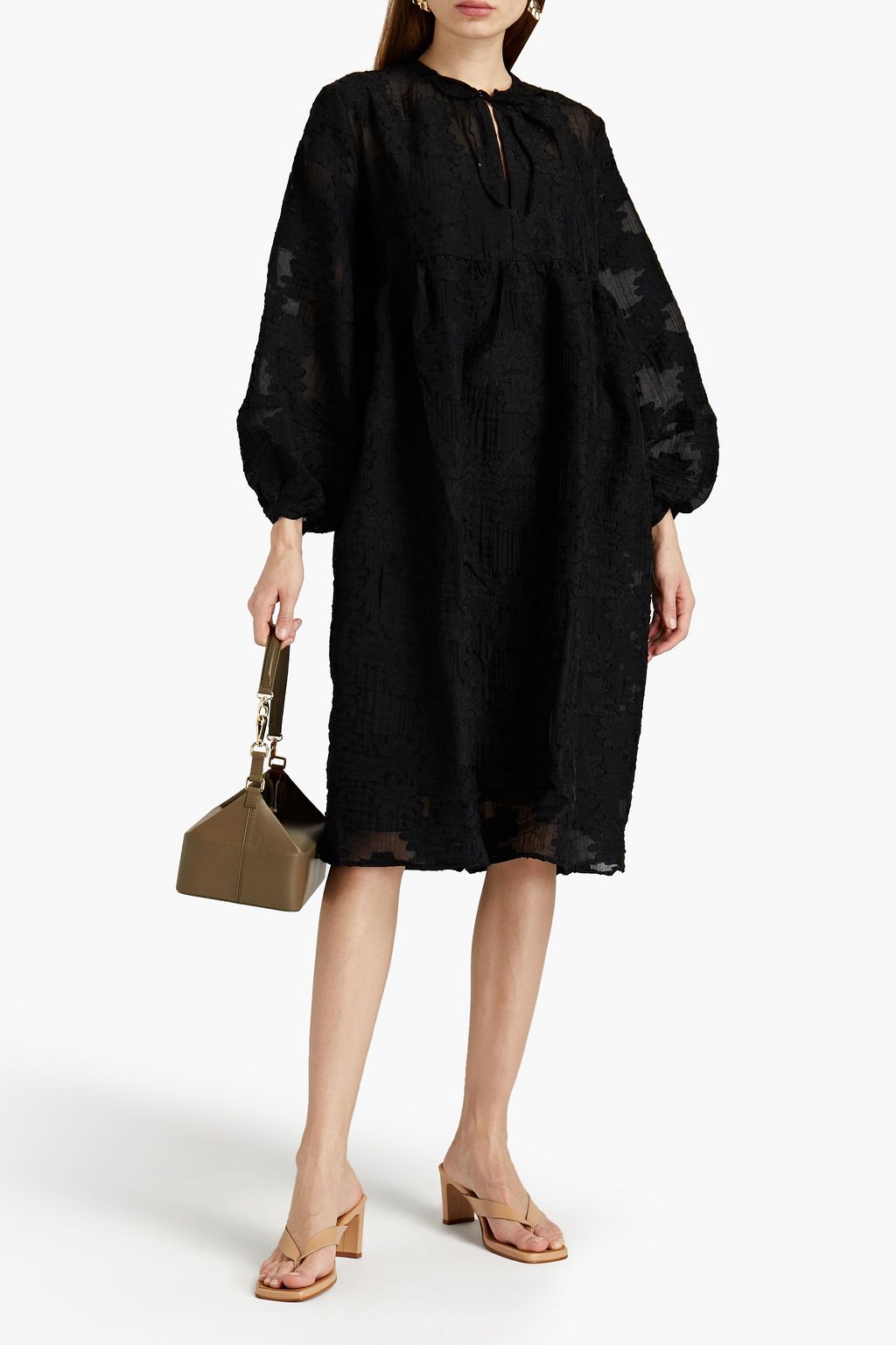 SAMSØE Φ SAMSØE Mynthe gathered devoré-organza midi dress
