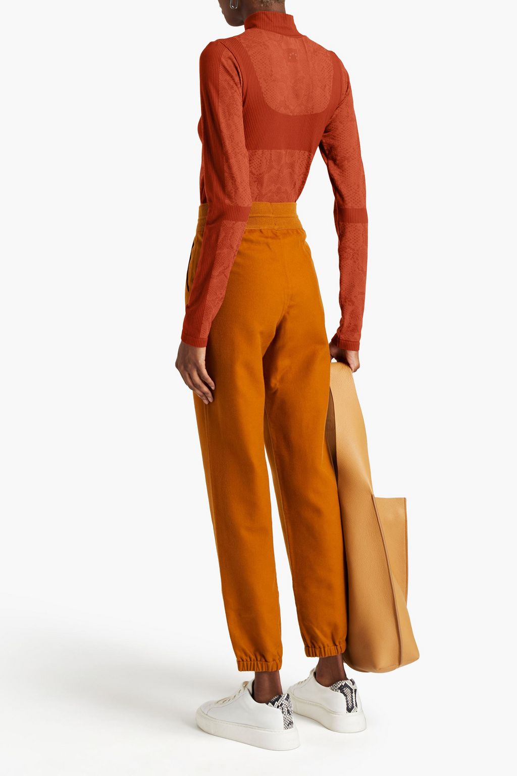 VARLEY Catalina snake-print stretch-jacquard top