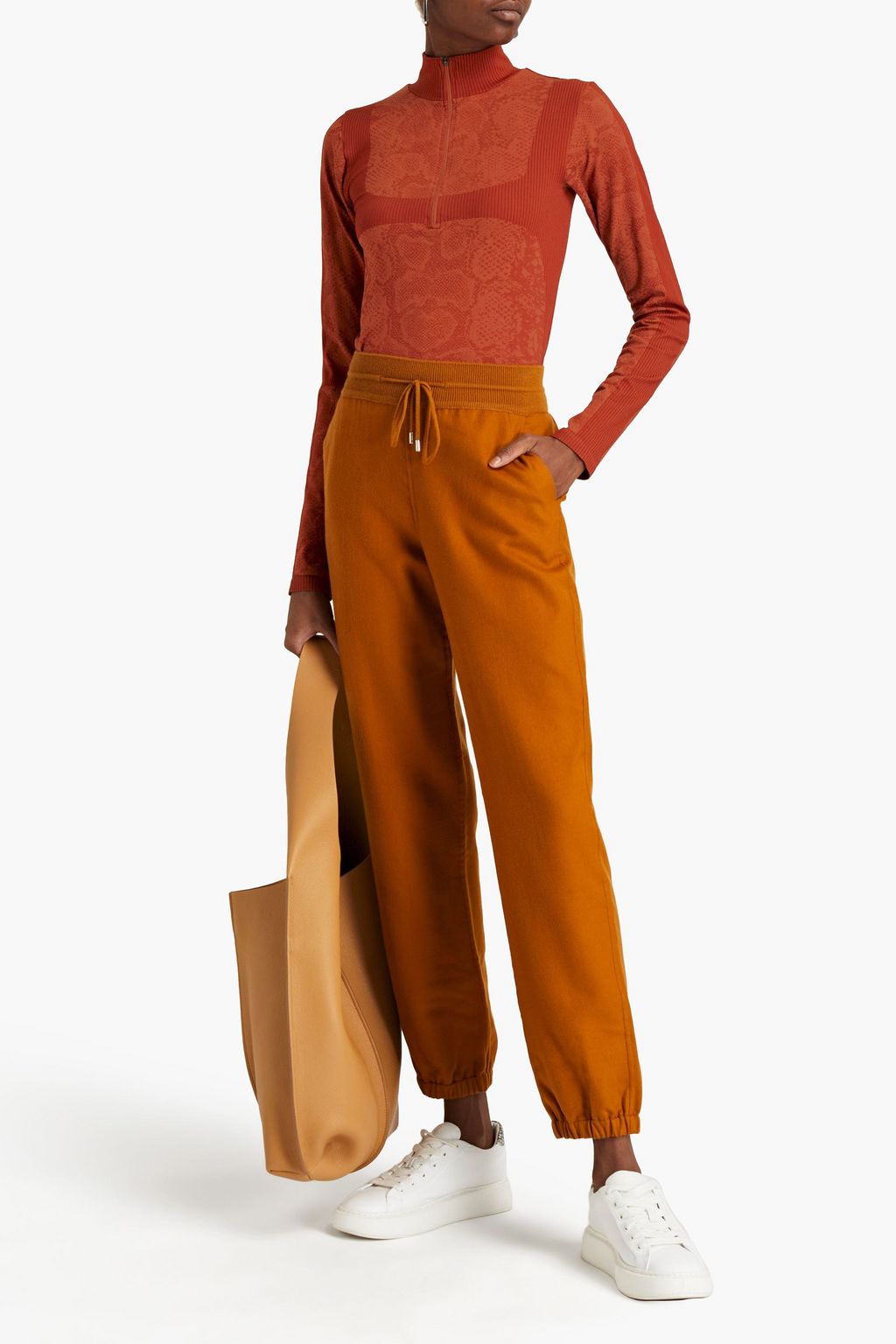 VARLEY Catalina snake-print stretch-jacquard top
