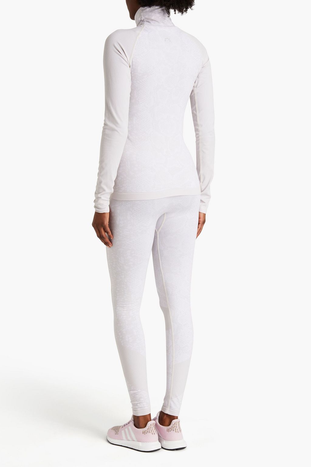 VARLEY Alexandria snake-print stretch-jacquard turtleneck top