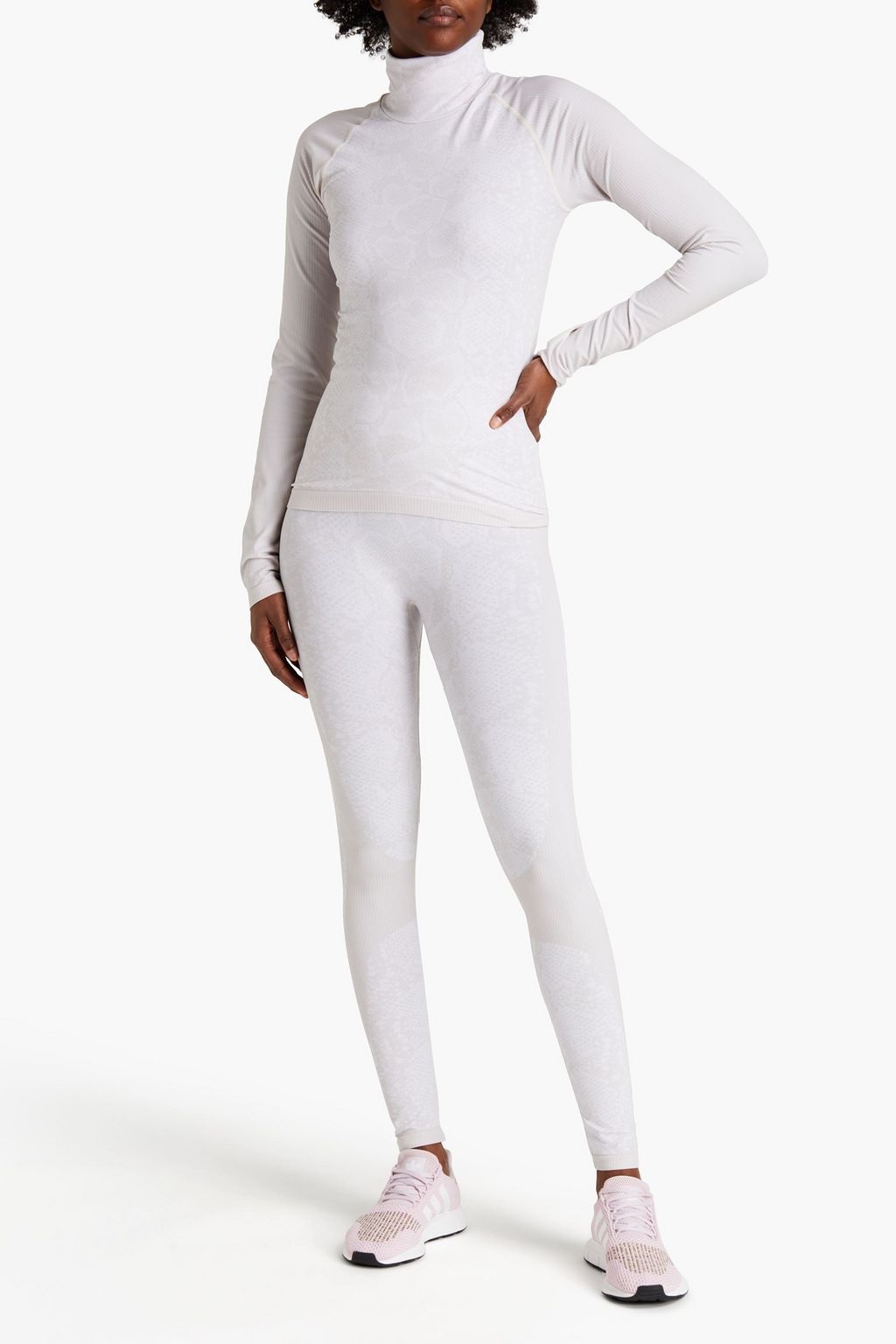 VARLEY Alexandria snake-print stretch-jacquard turtleneck top