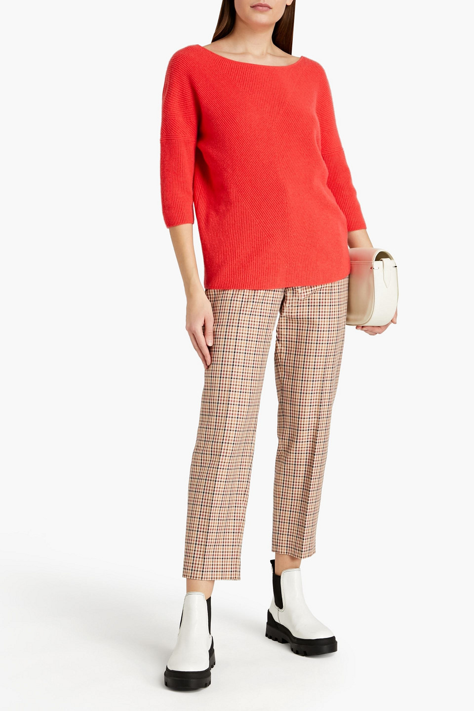 Shop Maje Ribbed Cashmere Sweater In Coral