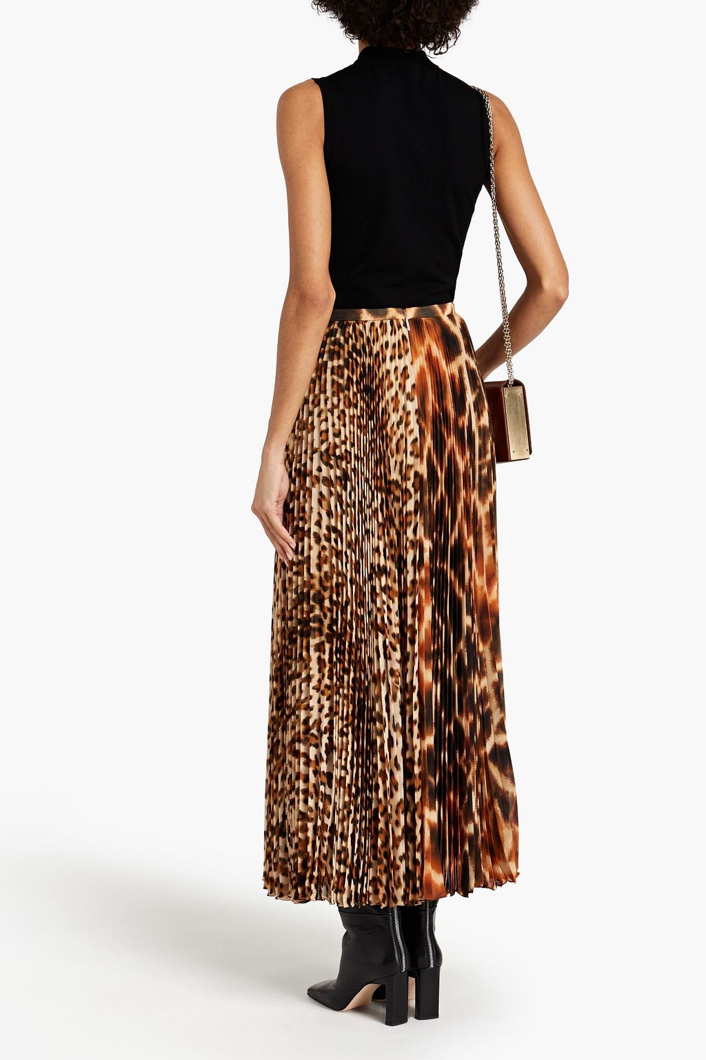 ROBERTO CAVALLI Pleated printed georgette midi skirt