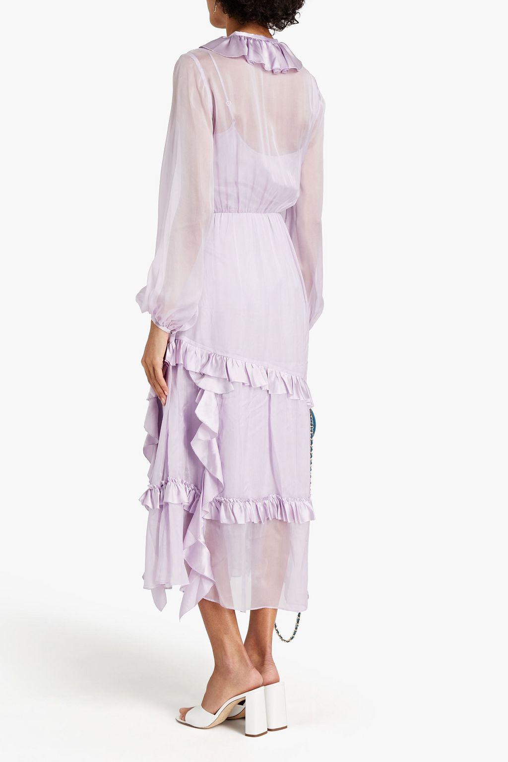 TEMPERLEY LONDON Penny satin-trimmed ruffled silk-chiffon midi dress