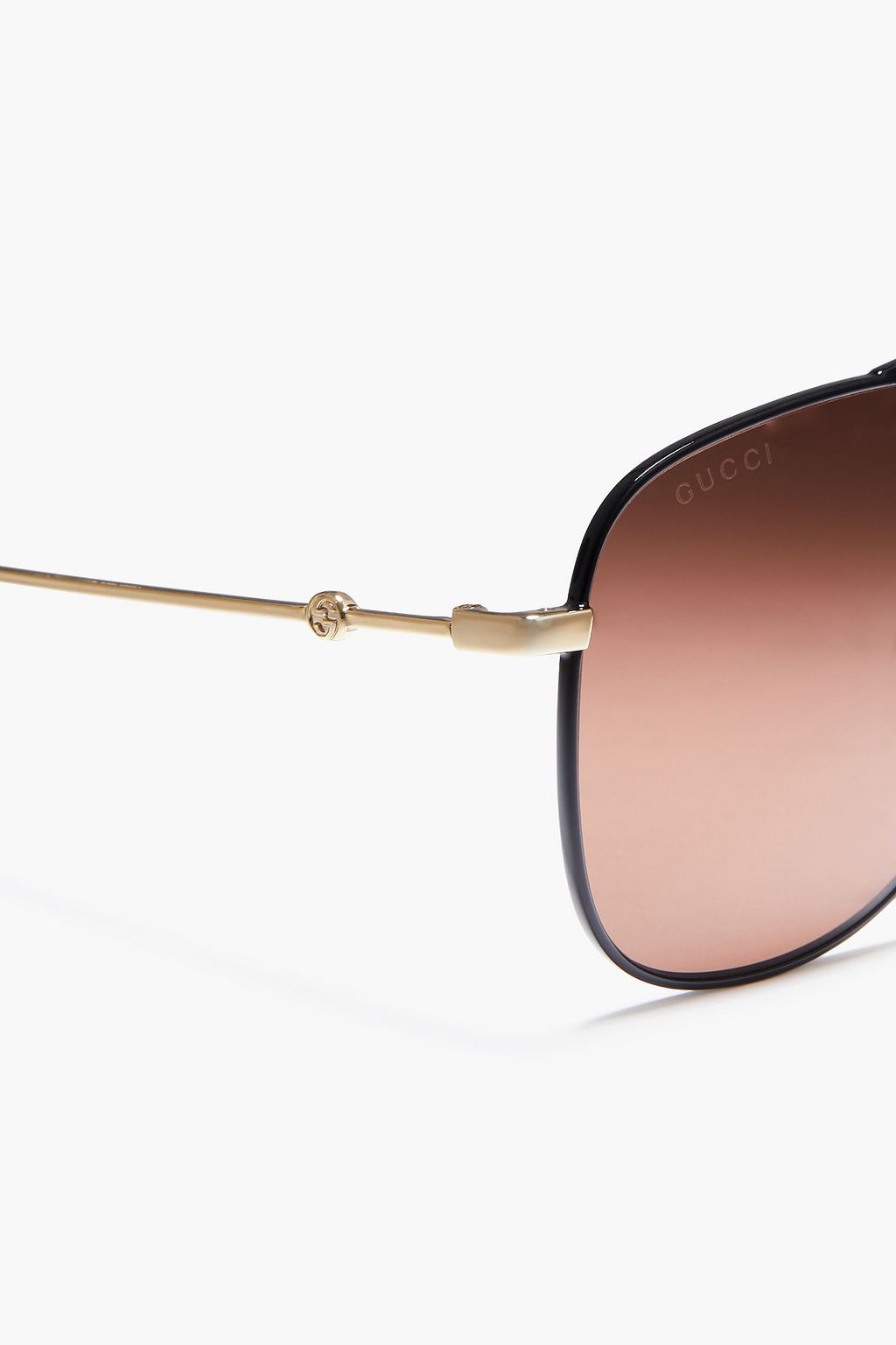 GUCCI Aviator-style gunmetal and gold-tone sunglasses