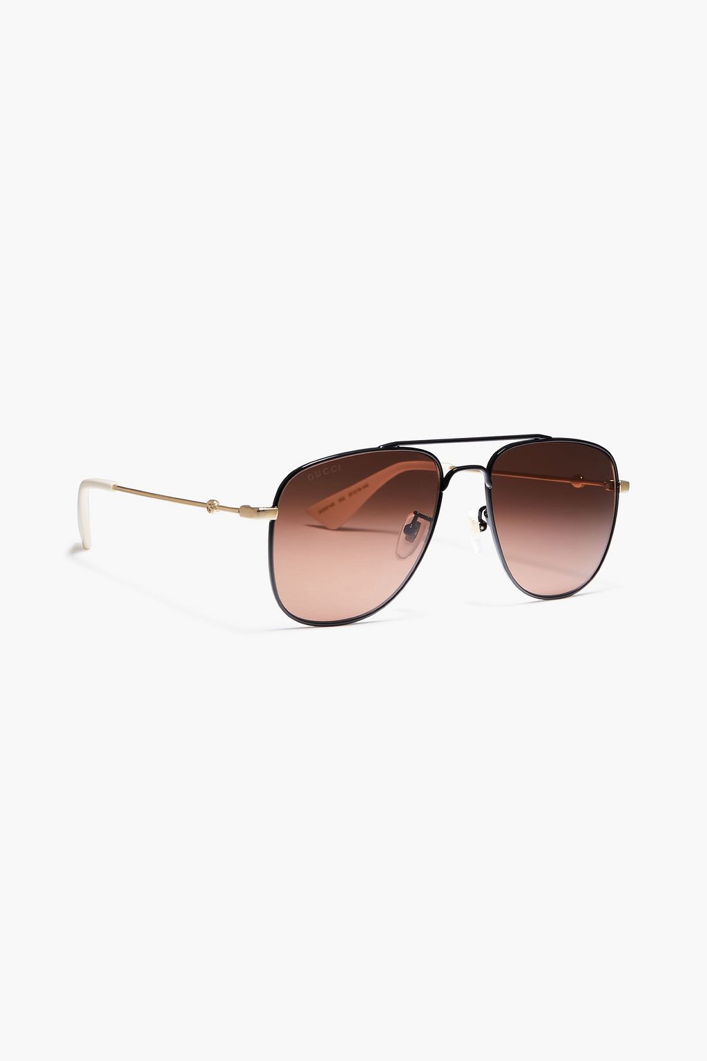 GUCCI Aviator-style gunmetal and gold-tone sunglasses