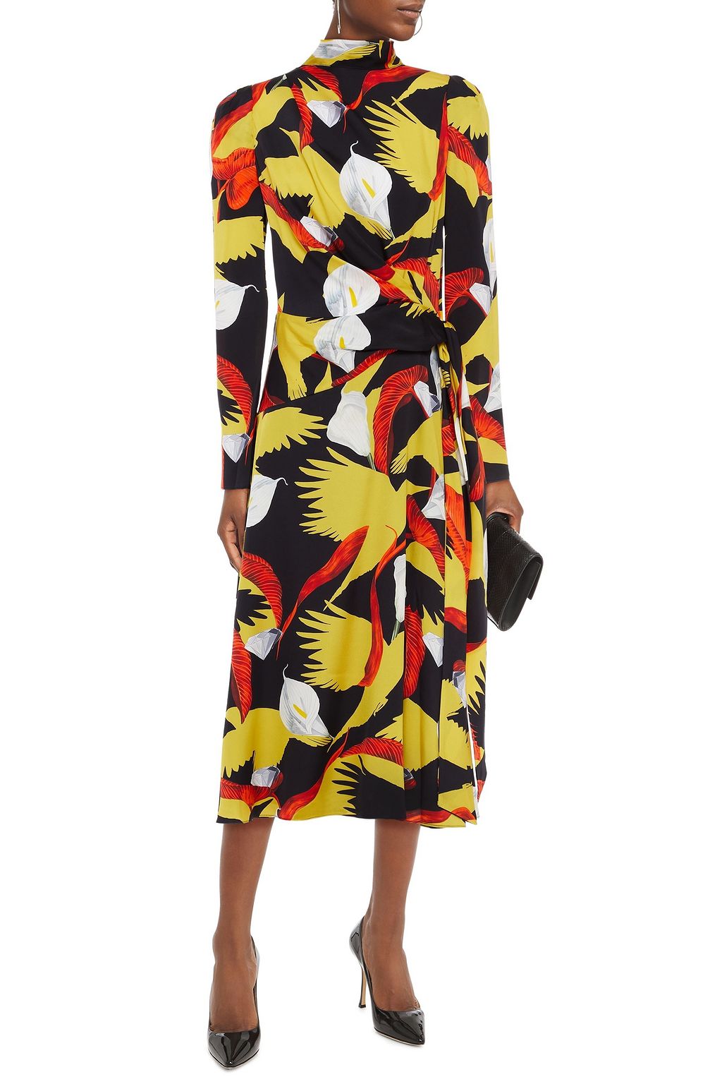 TEMPERLEY LONDON Theodora wrap-effect printed silk-blend midi dress