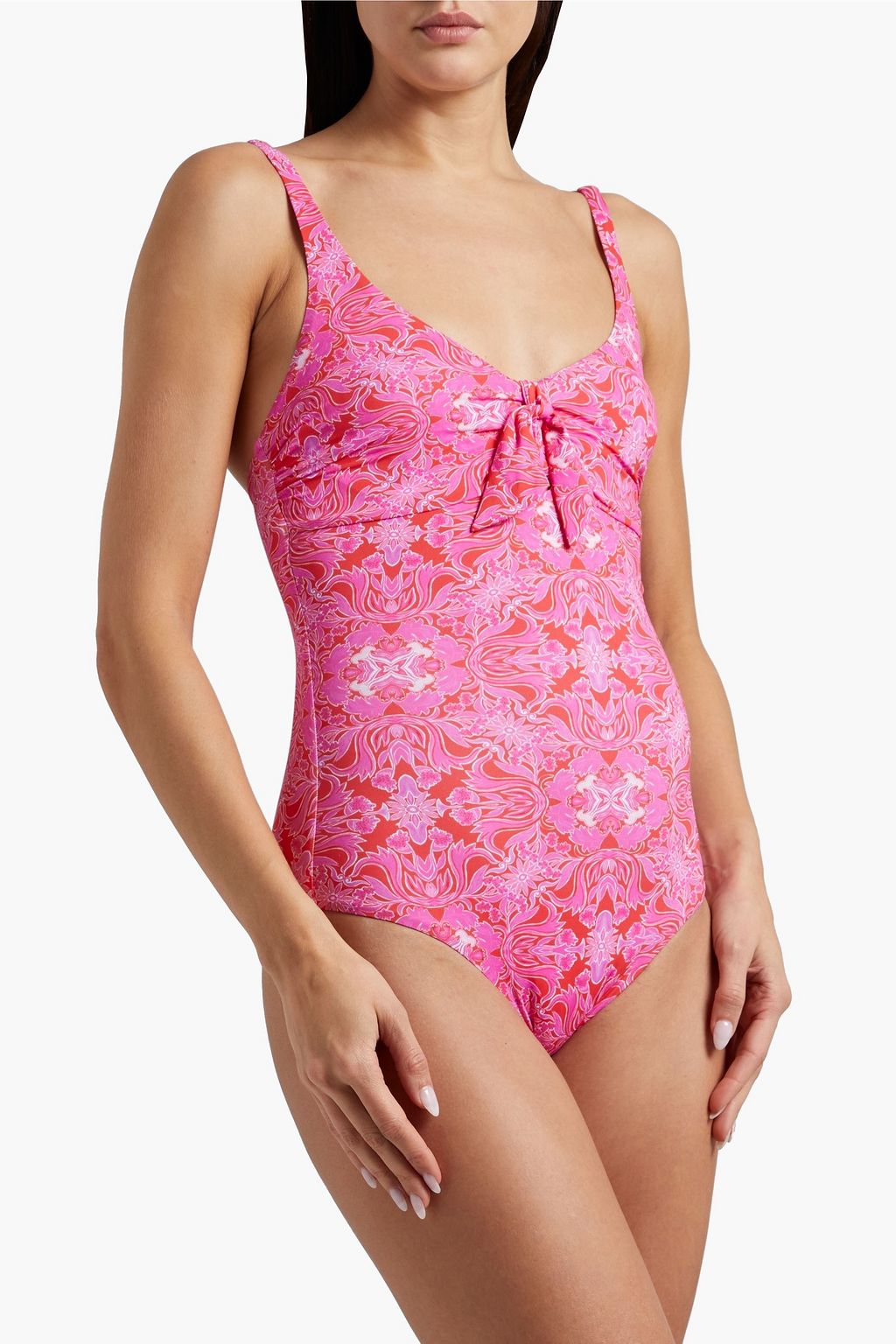 MELISSA ODABASH Lisbon knotted ribbed-knit underwired swimsuit