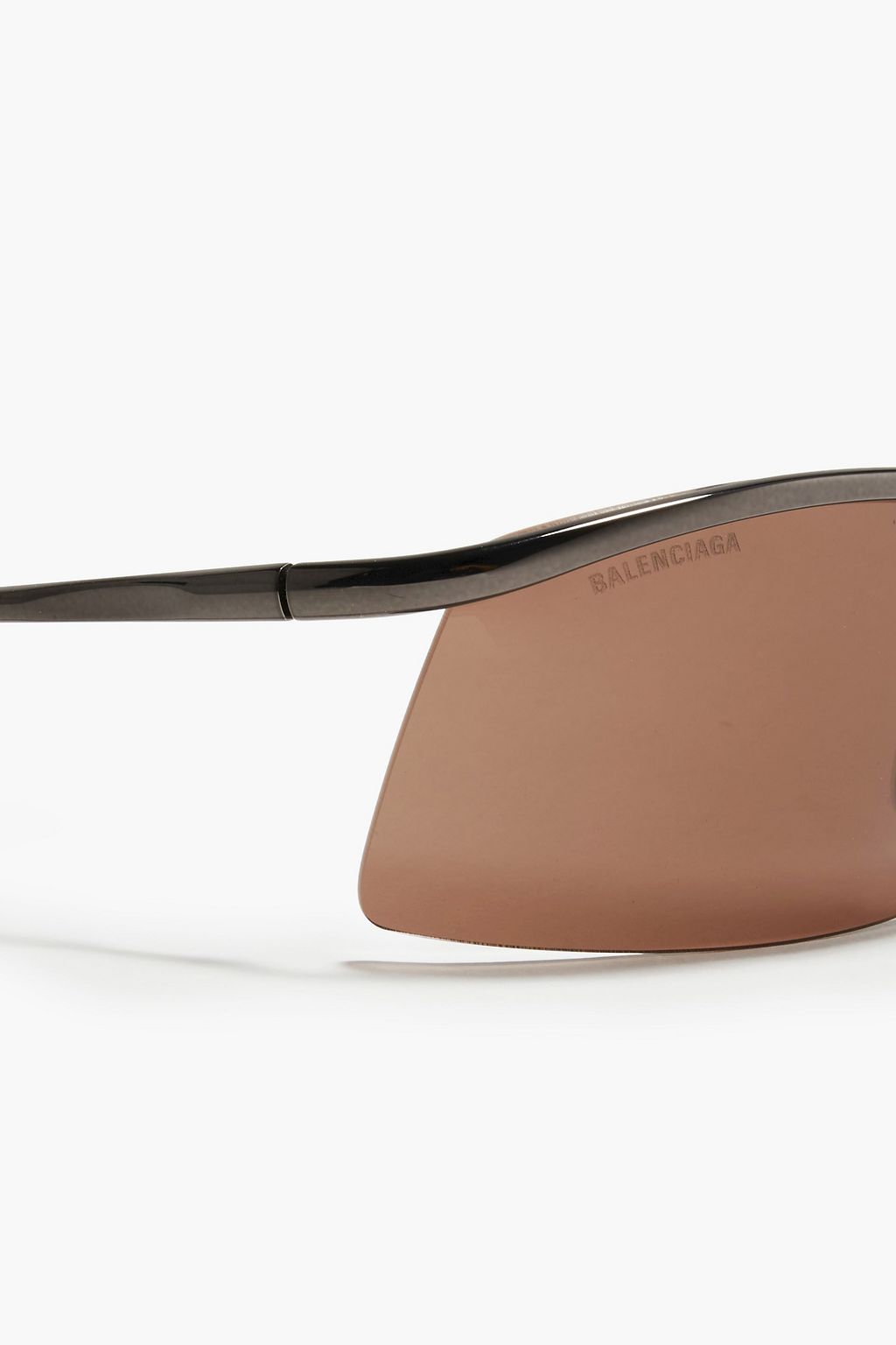 BALENCIAGA Rectangle-frame gunmetal-tone sunglasses